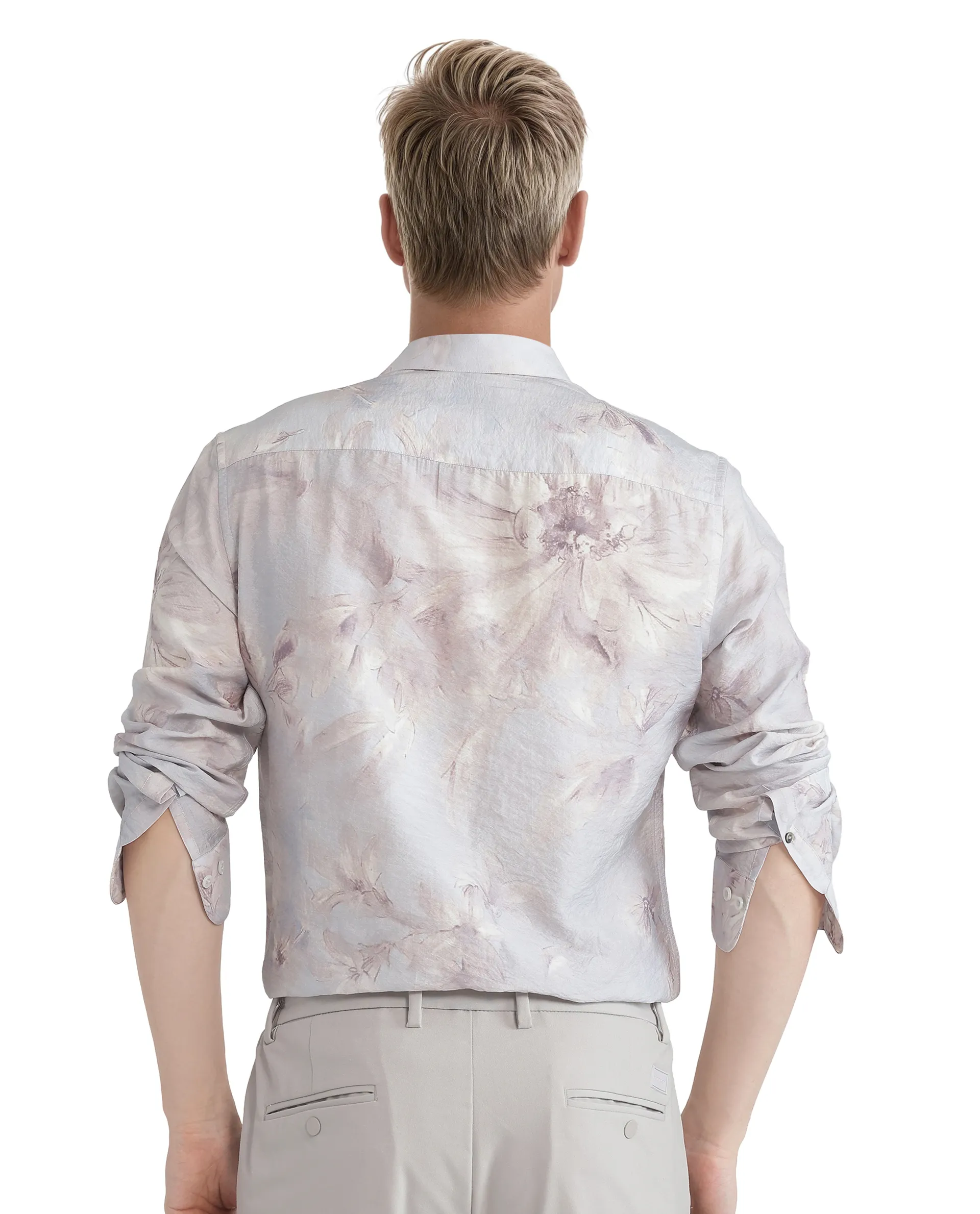 Rare Rabbit Men's Curas Pastel Blue Viscose Blend Floral Print Regular Fit Full Sleeve Collared Shirt - Image 4