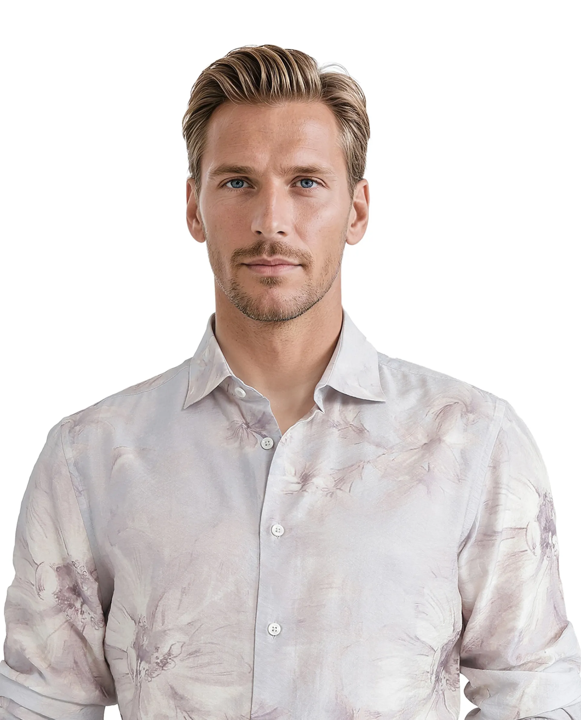 Rare Rabbit Men's Curas Pastel Blue Viscose Blend Floral Print Regular Fit Full Sleeve Collared Shirt - Image 8
