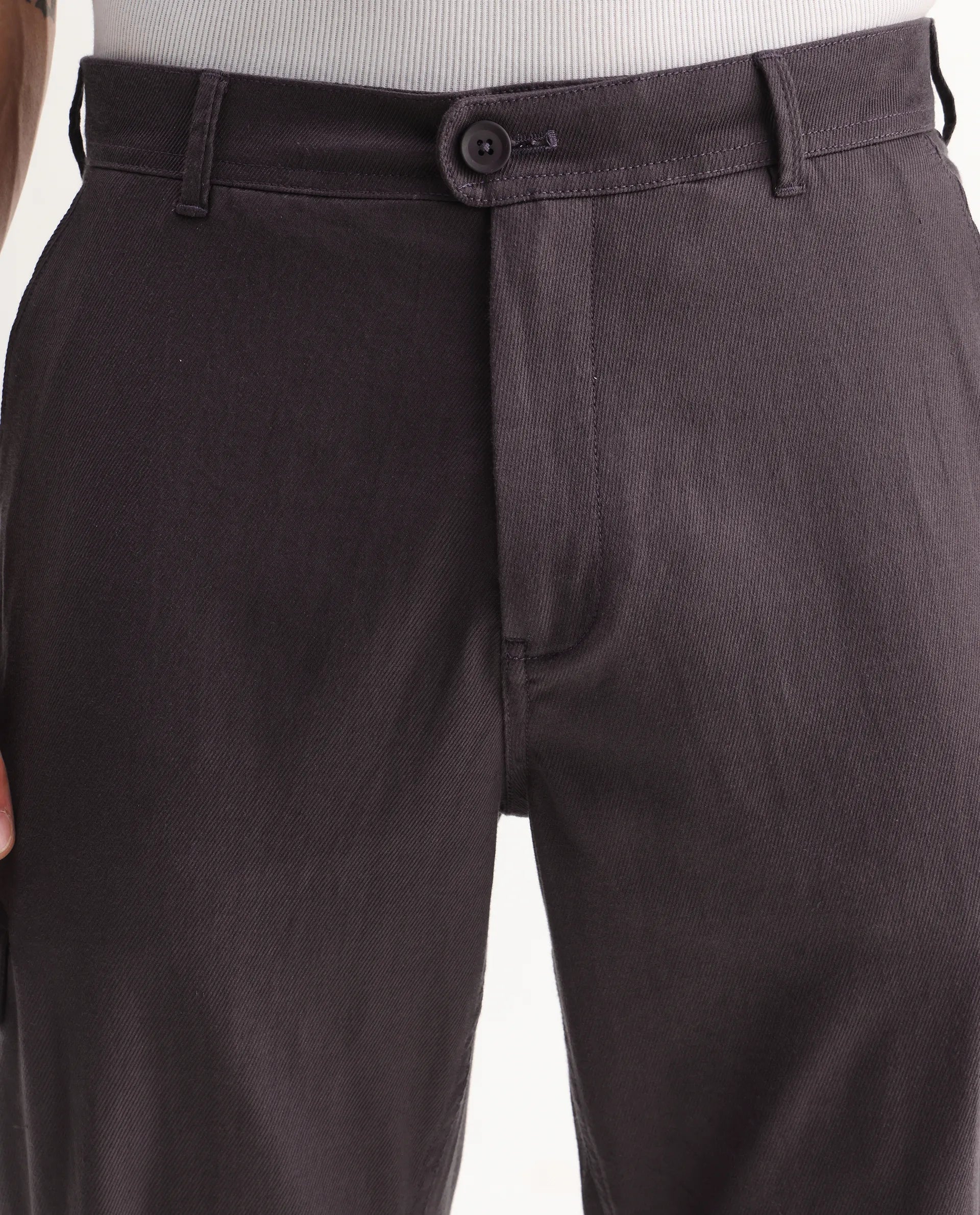 Rare Rabbit Men's Curex-1 Dusky Purple Cotton Blend Plain Regular Fit Trouser - Image 3