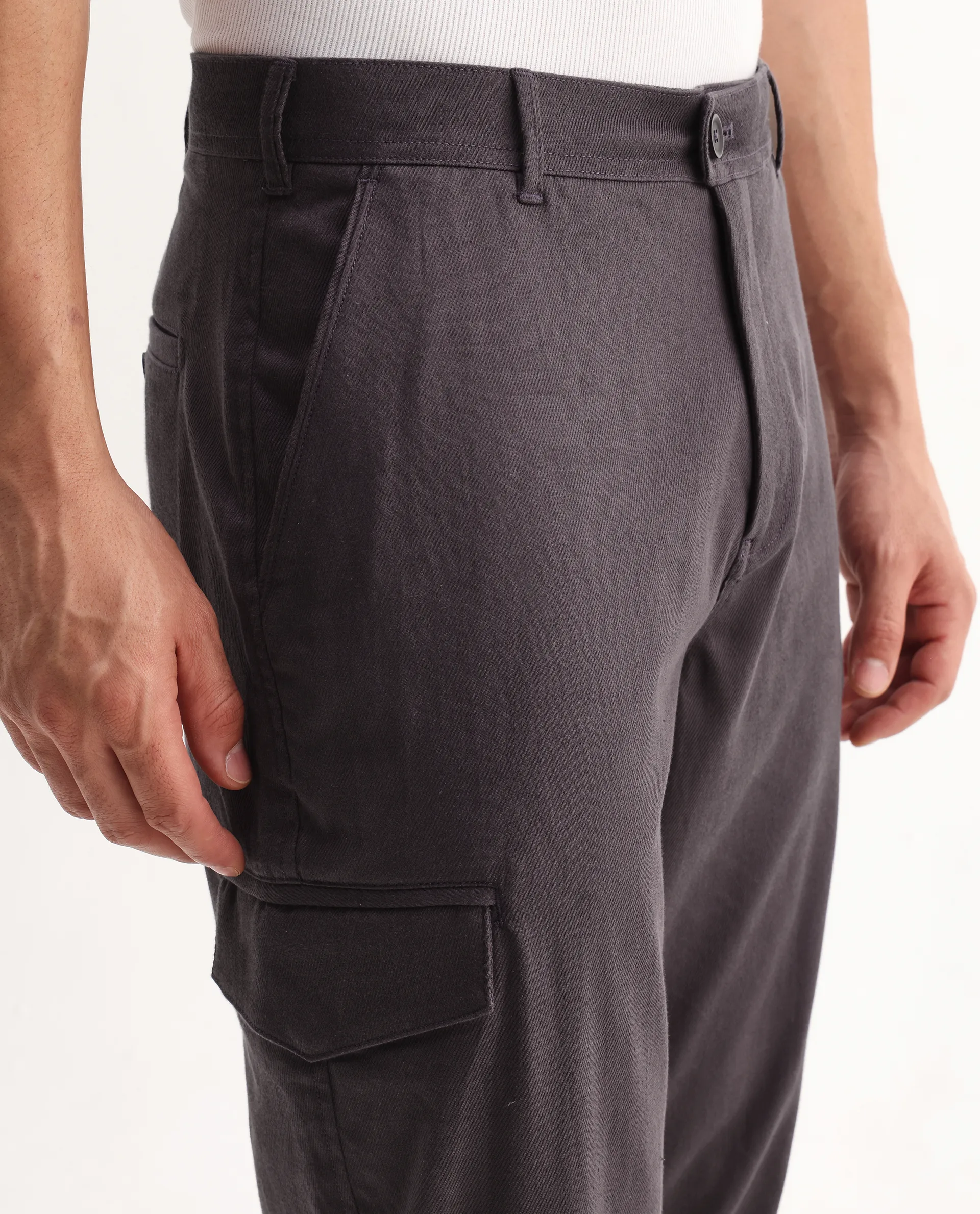 Rare Rabbit Men's Curex-1 Dusky Purple Cotton Blend Plain Regular Fit Trouser - Image 6