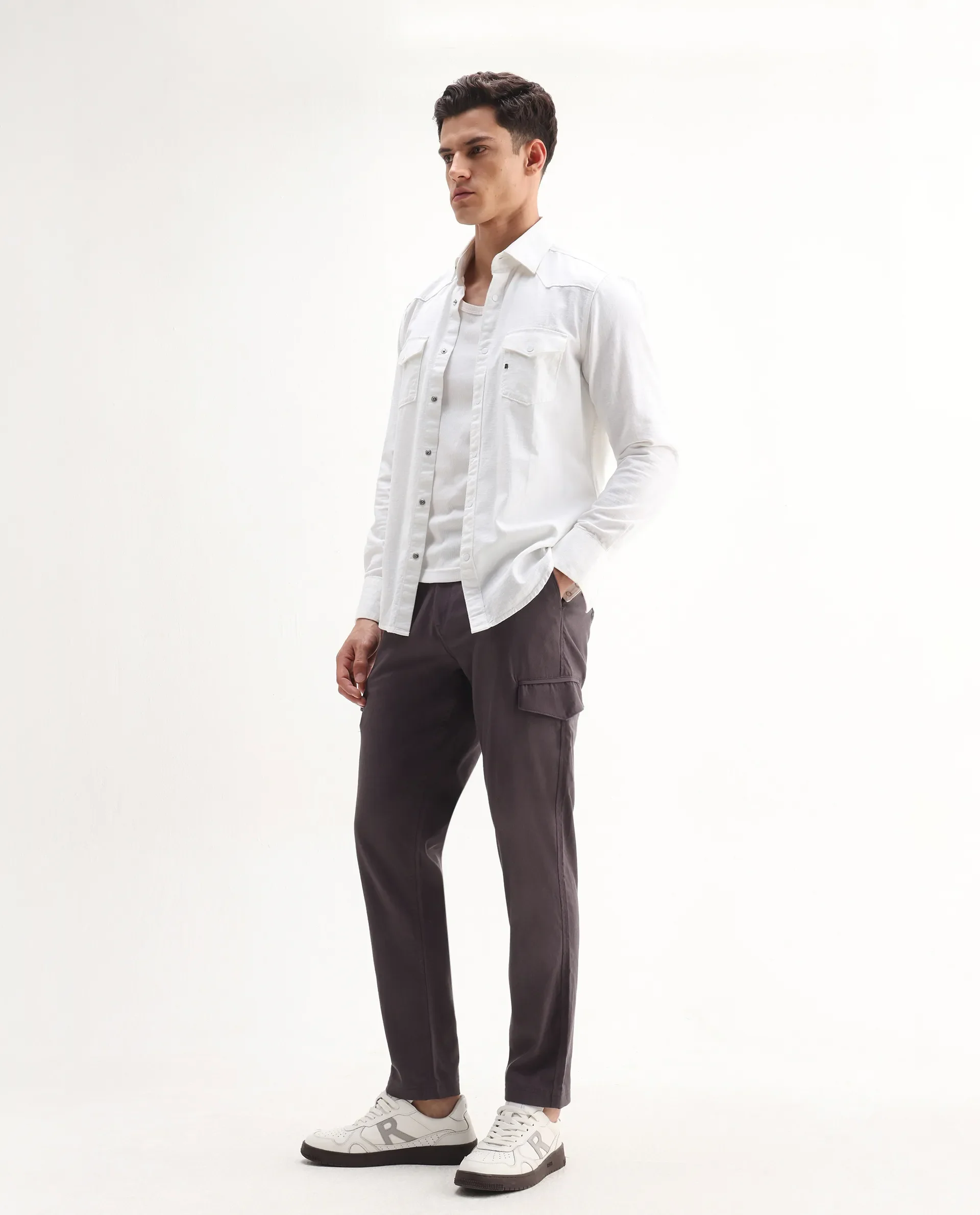 Rare Rabbit Men's Curex-1 Dusky Purple Cotton Blend Plain Regular Fit Trouser - Image 9