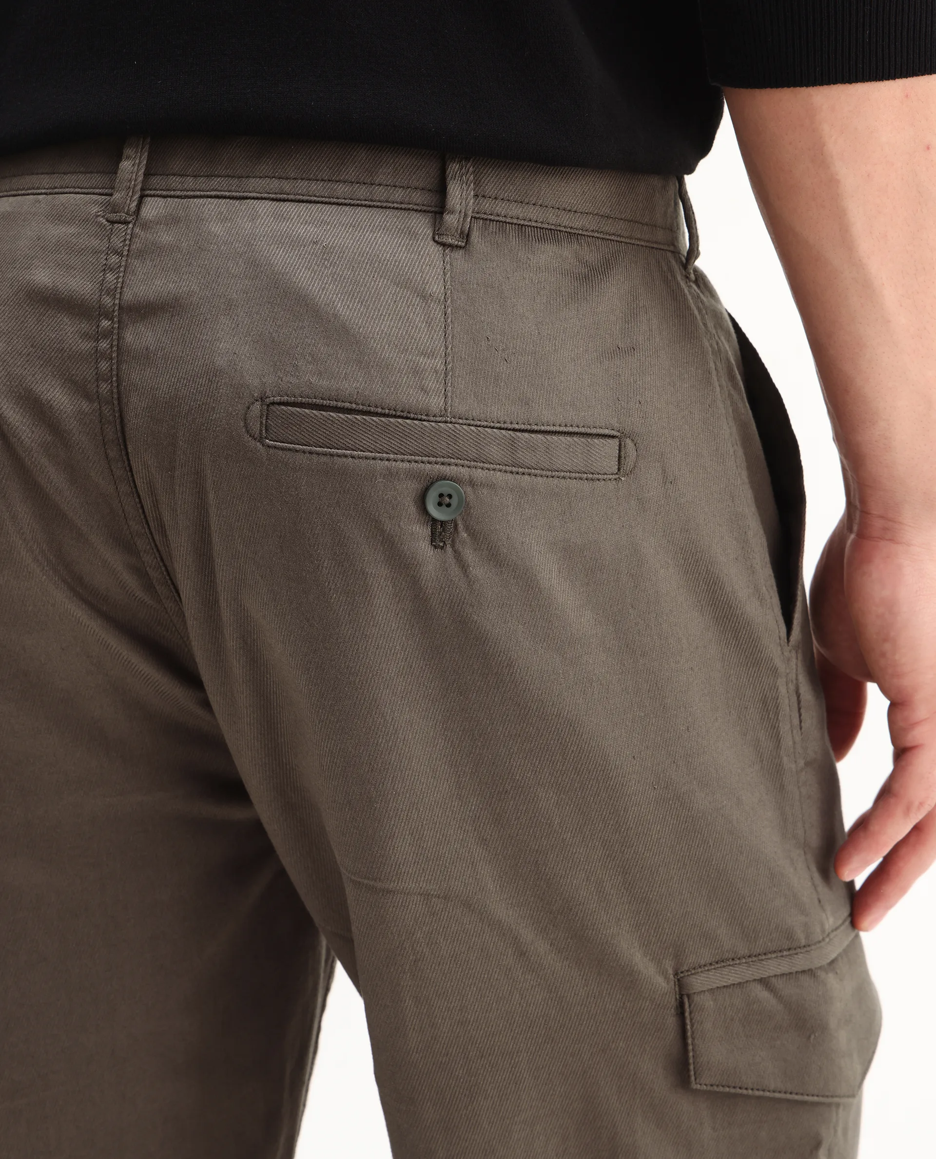 Rare Rabbit Men's Curex-1 Olive Cotton Blend Plain Regular Fit Trouser - Image 5