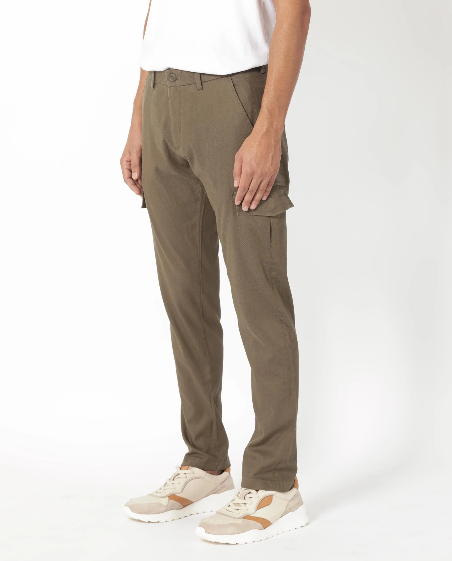 Rare Rabbit Men's Curo Olive Cotton Plain Regular Fit Trouser