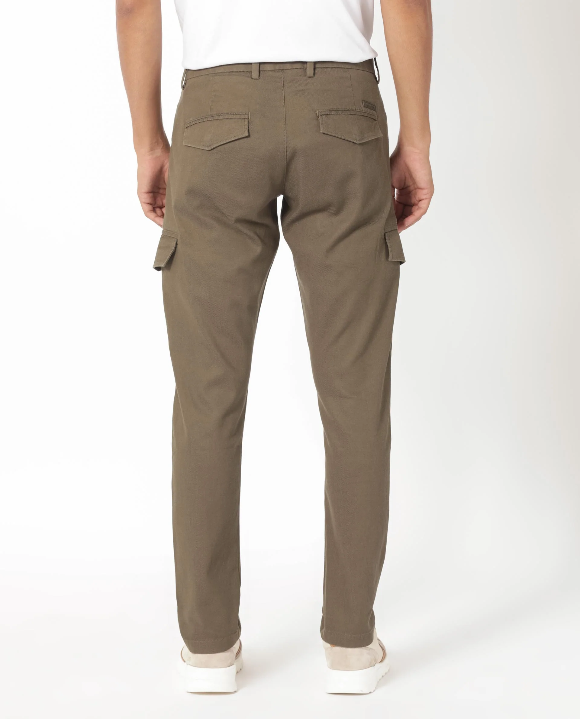 Rare Rabbit Men's Curo Olive Cotton Plain Regular Fit Trouser - Image 8