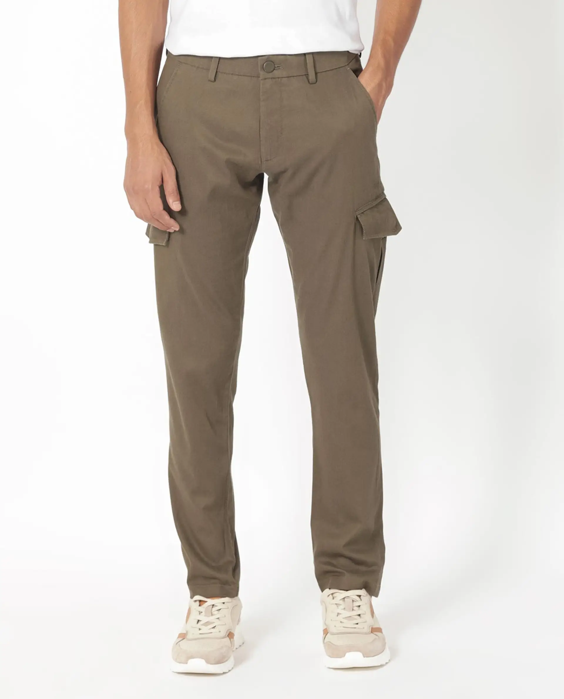 Rare Rabbit Men's Curo Olive Cotton Plain Regular Fit Trouser - Image 9