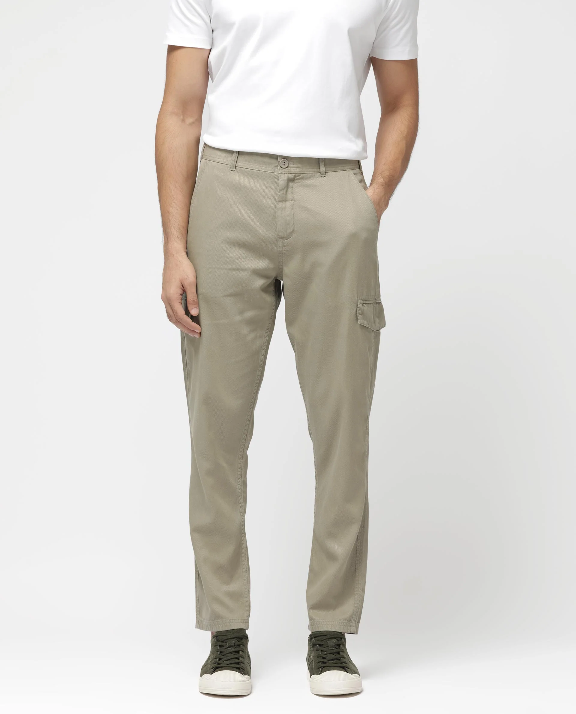 Rare Rabbit Men's Curon Pastel Green Cotton Plain Regular Fit Trouser - Image 2