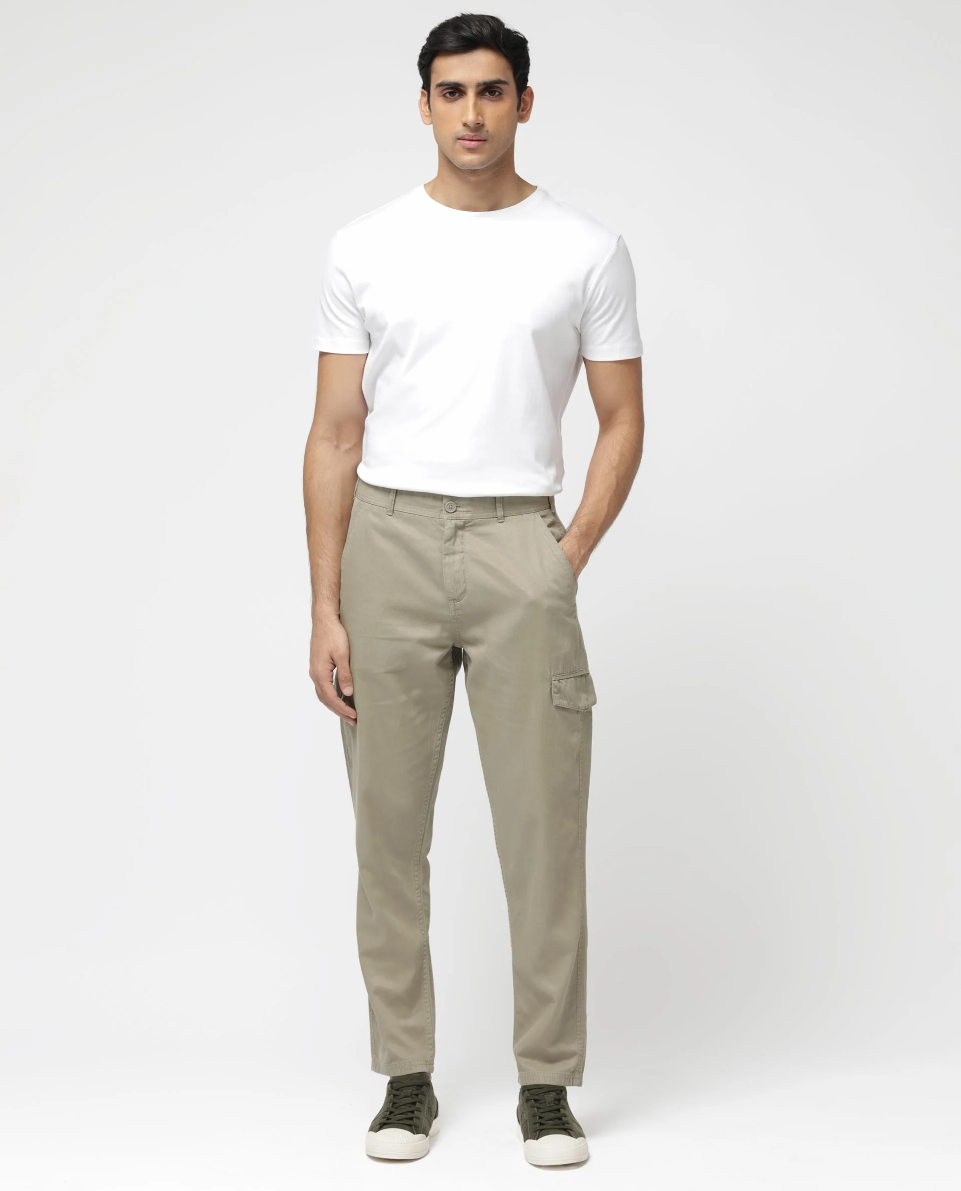 Rare Rabbit Men's Curon Pastel Green Cotton Plain Regular Fit Trouser - Image 3