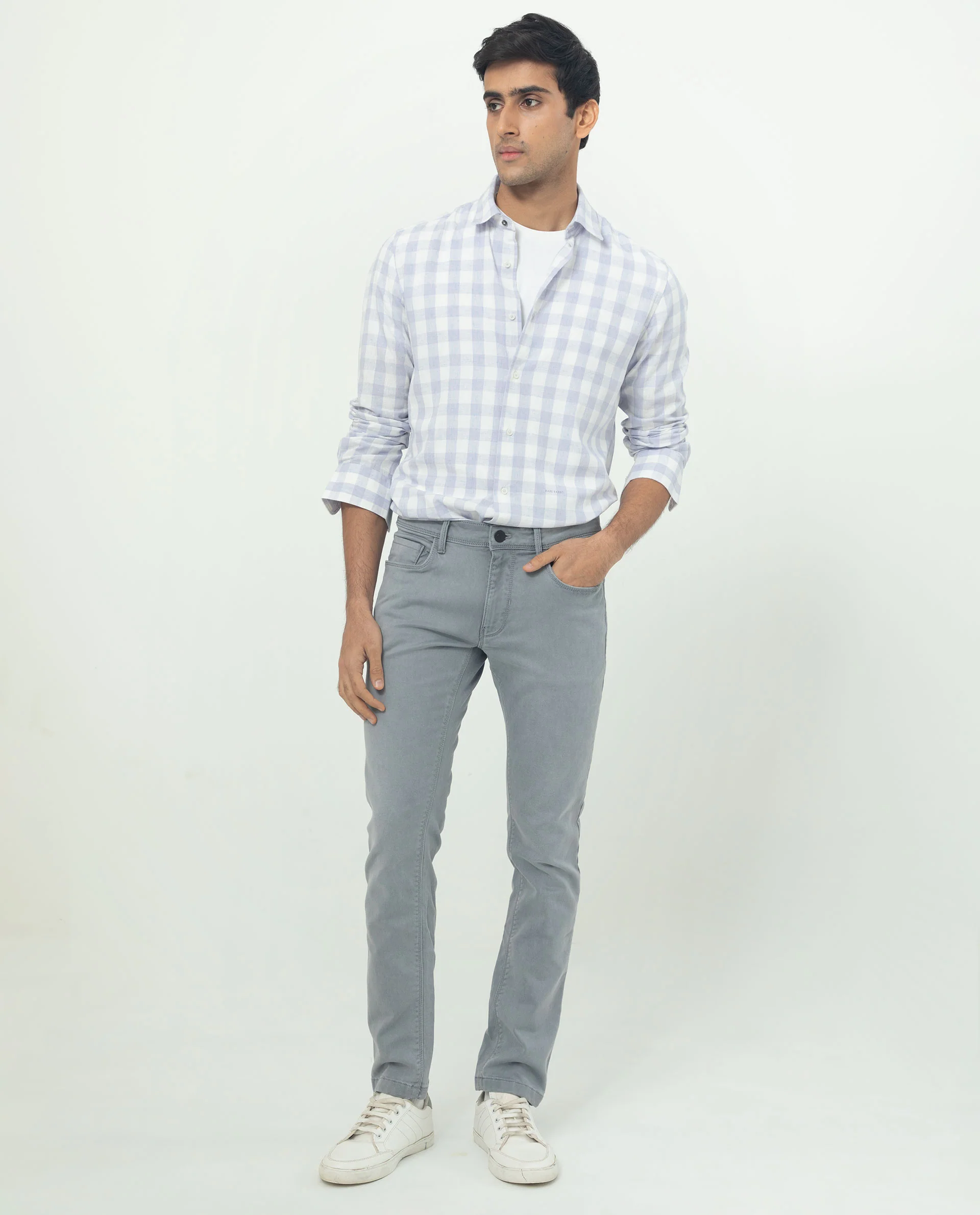 Rare Rabbit Men's Cutro Light Purple Cotton Checked Print Regular Fit Full Sleeve Collared Shirt - Image 2