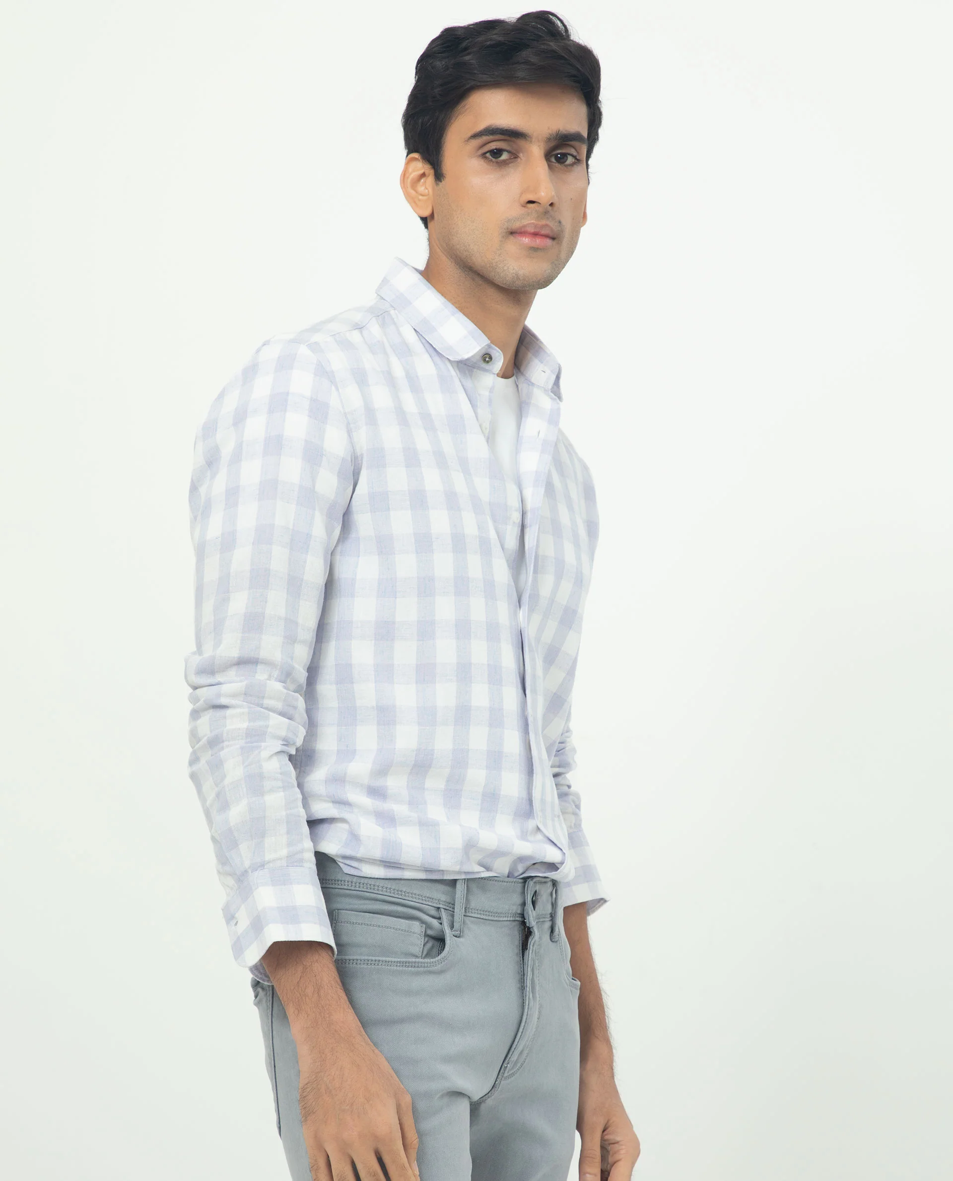 Rare Rabbit Men's Cutro Light Purple Cotton Checked Print Regular Fit Full Sleeve Collared Shirt - Image 6