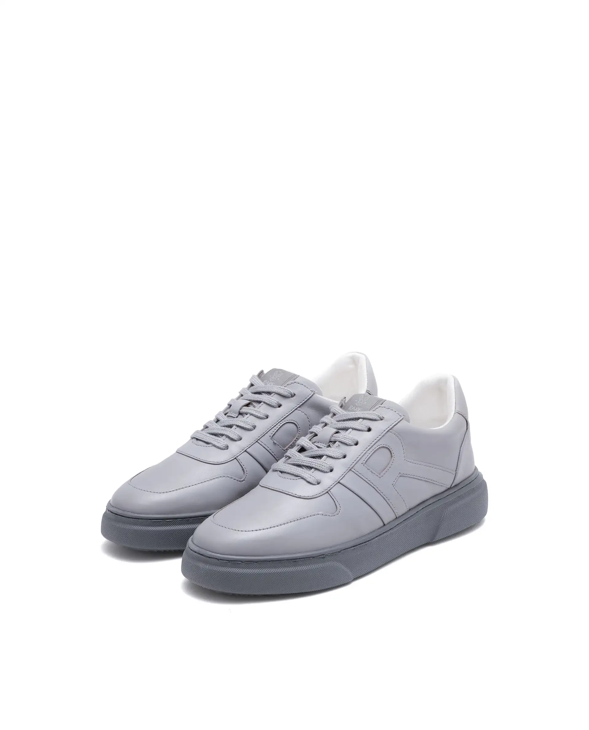 Rare Rabbit Men's Cygnus Grey Genuine Leather Monotone Low-Top Lace-Up Branded Sneaker Shoes - Image 3