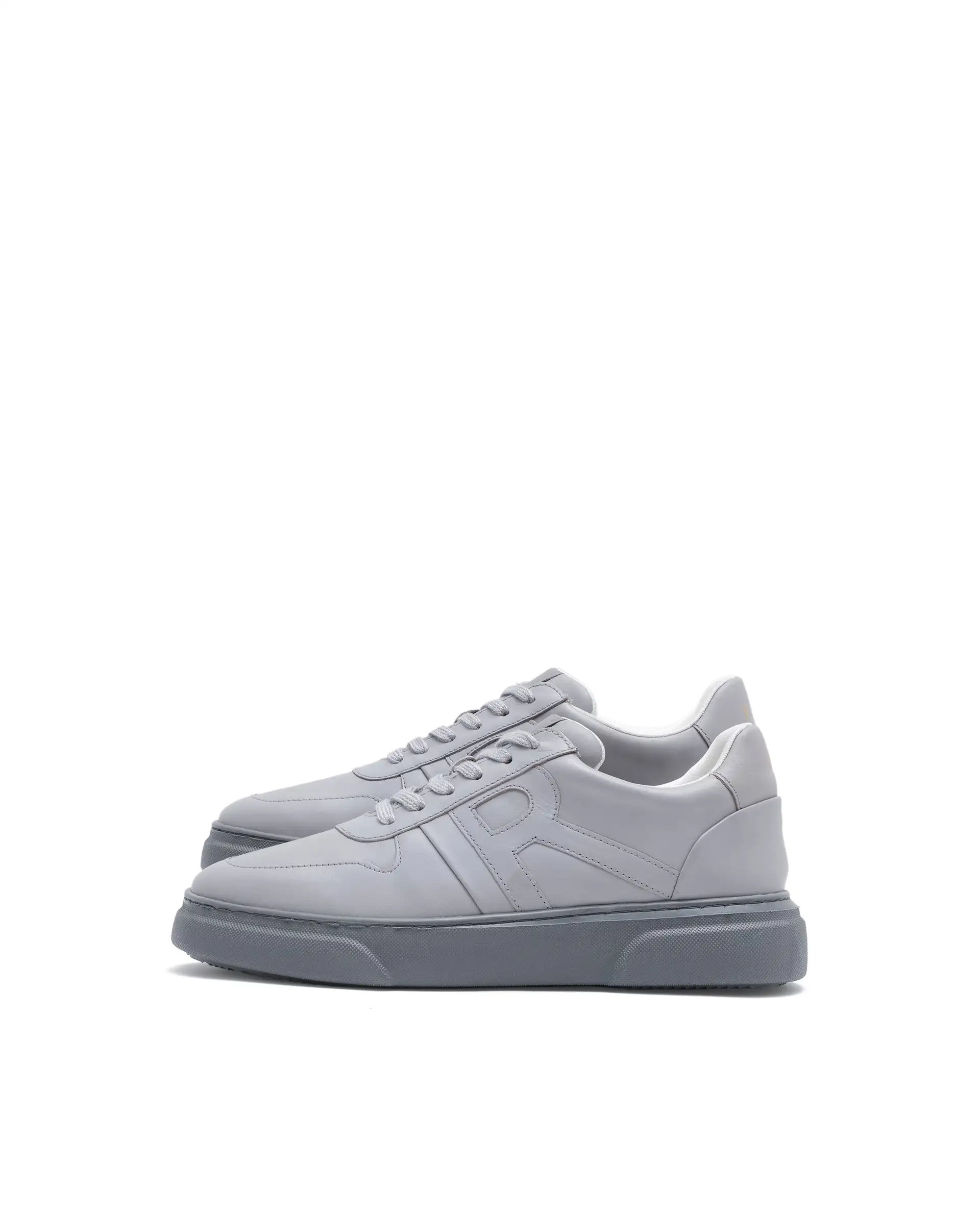 Rare Rabbit Men's Cygnus Grey Genuine Leather Monotone Low-Top Lace-Up Branded Sneaker Shoes - Image 5