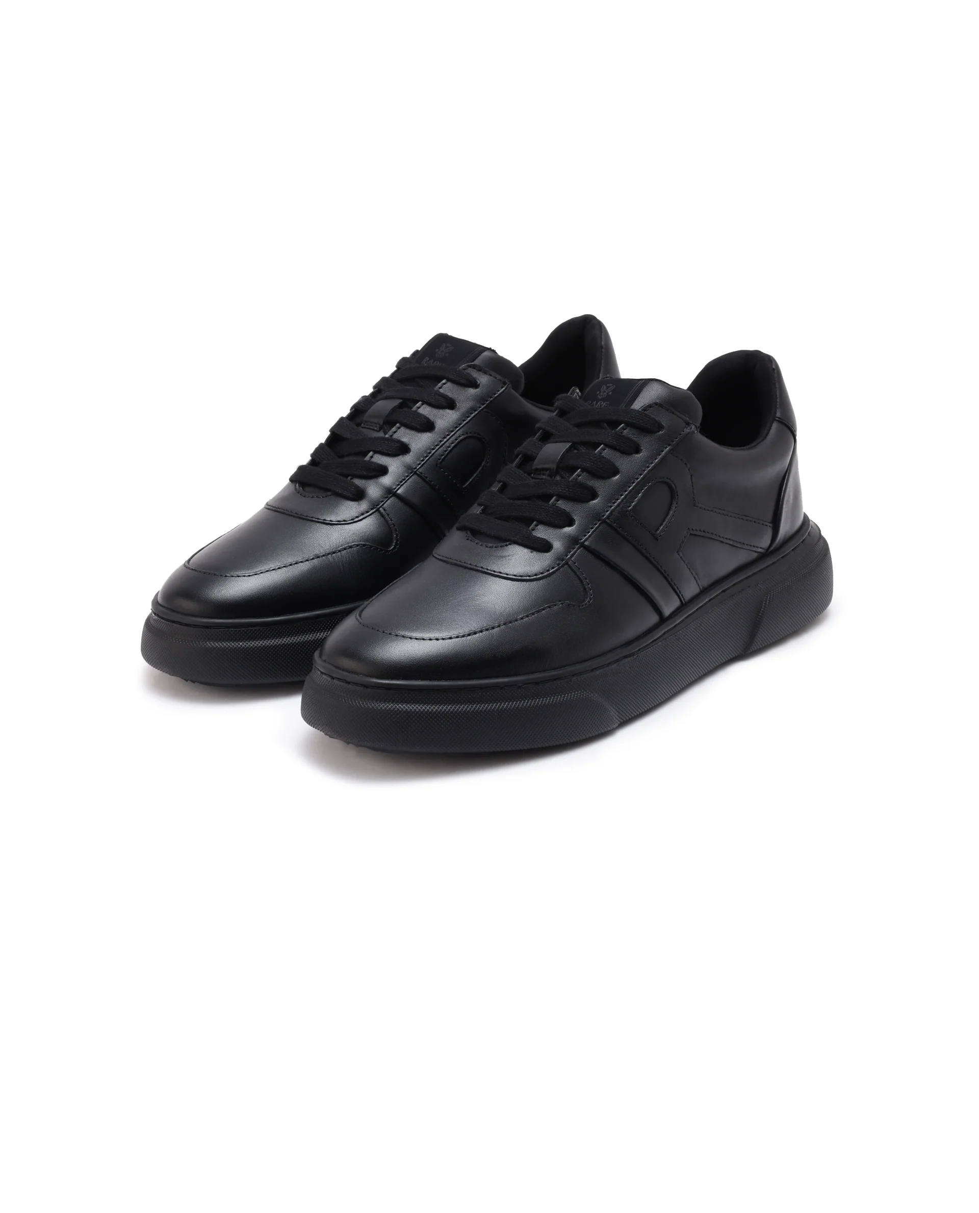 Rare Rabbit Men's Cygnus Black Genuine Leather Monotone Low-Top Lace-Up Branded Sneaker Shoes - Image 3