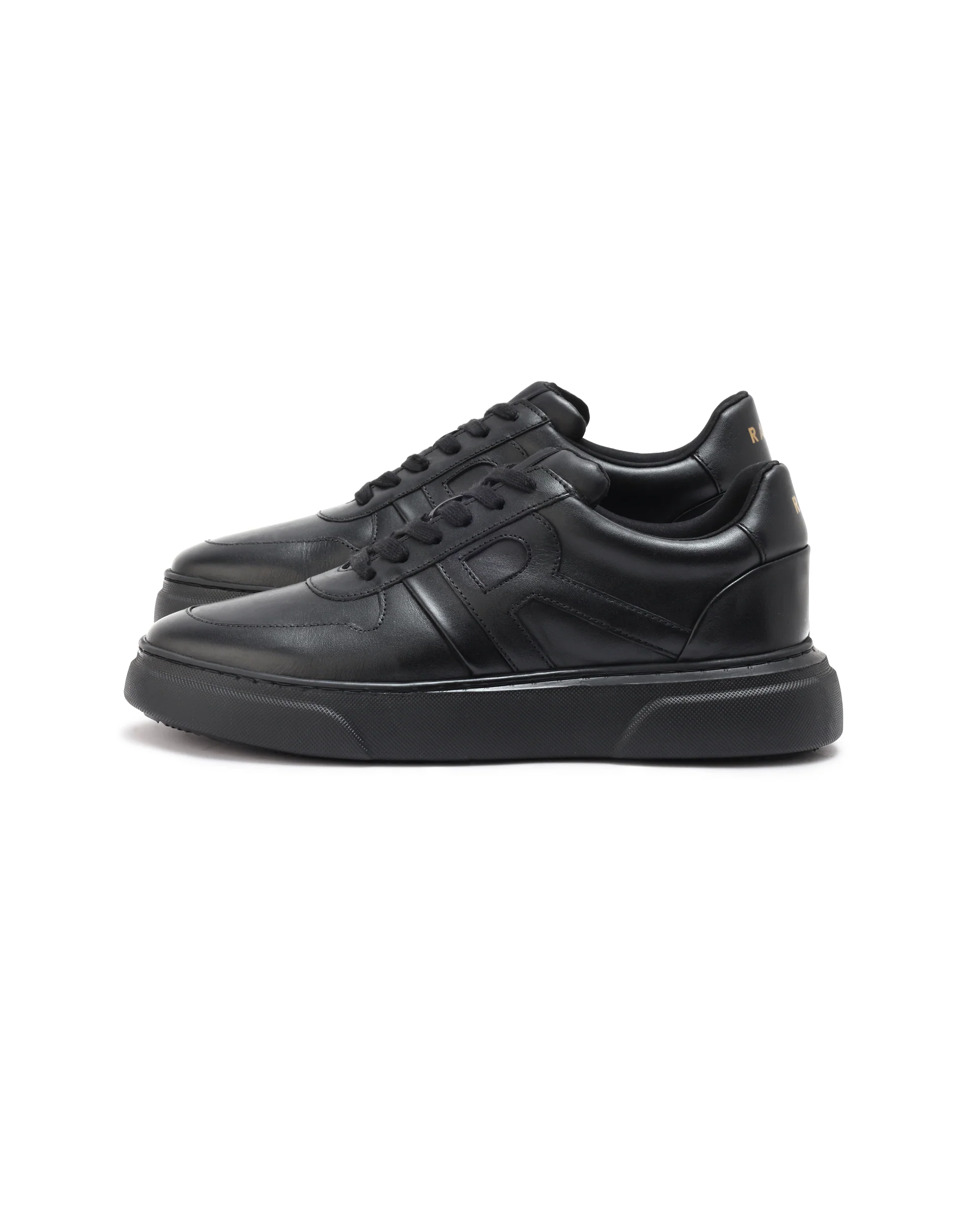 Rare Rabbit Men's Cygnus Black Genuine Leather Monotone Low-Top Lace-Up Branded Sneaker Shoes - Image 5