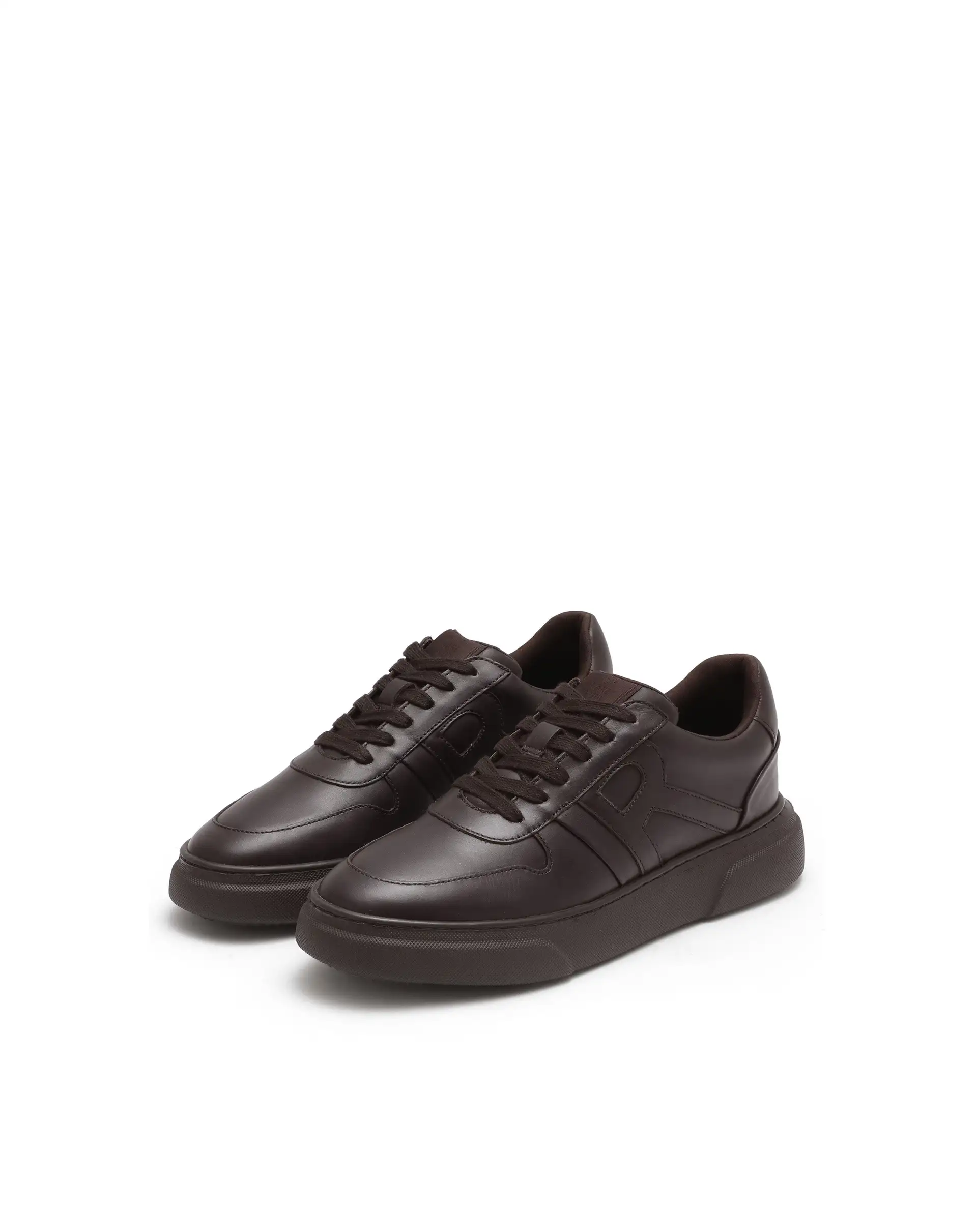 Rare Rabbit Men's Cygnus Dark Brown Genuine Leather Monotone Low-Top Lace-Up Branded Sneaker Shoes - Image 3