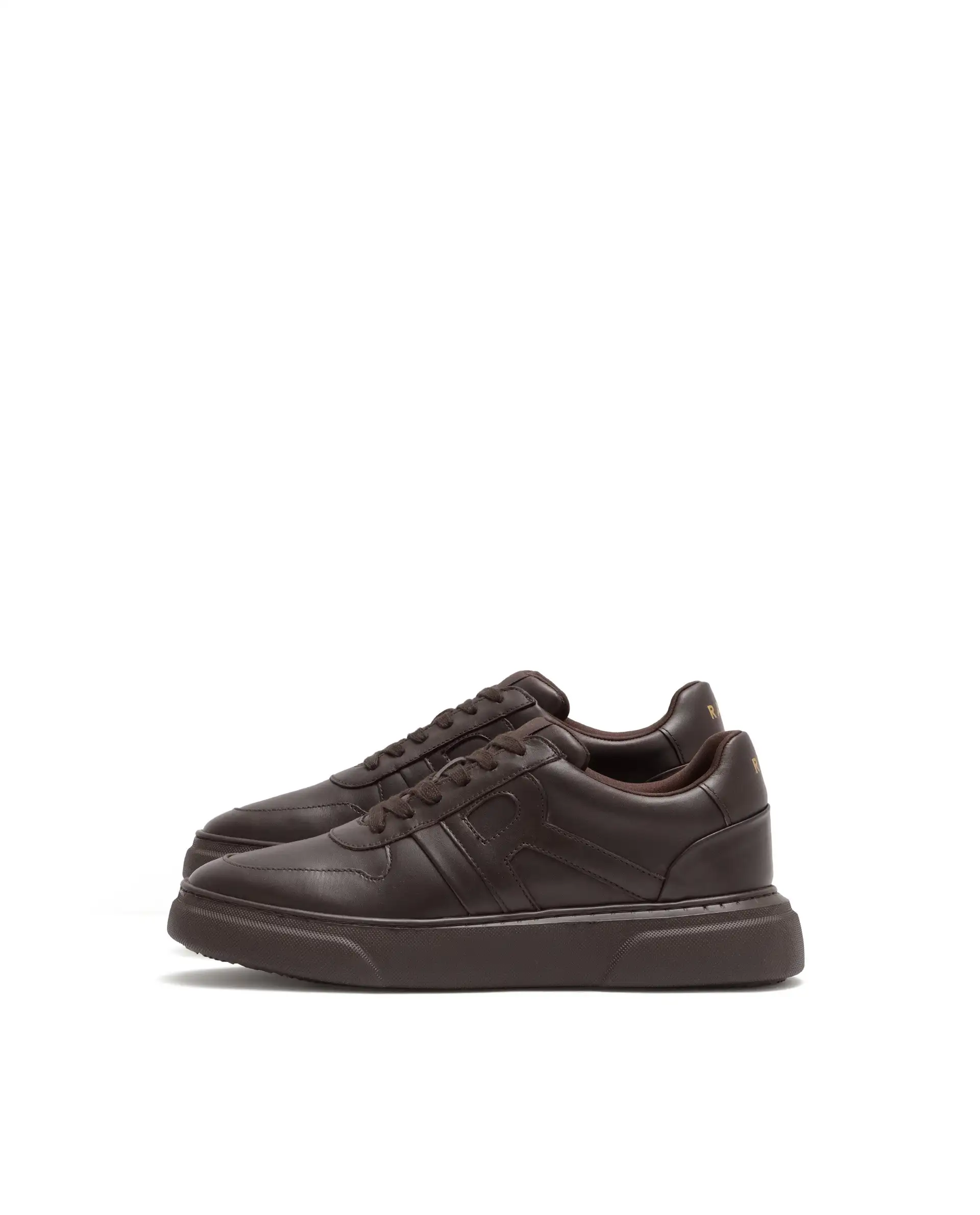Rare Rabbit Men's Cygnus Dark Brown Genuine Leather Monotone Low-Top Lace-Up Branded Sneaker Shoes - Image 5