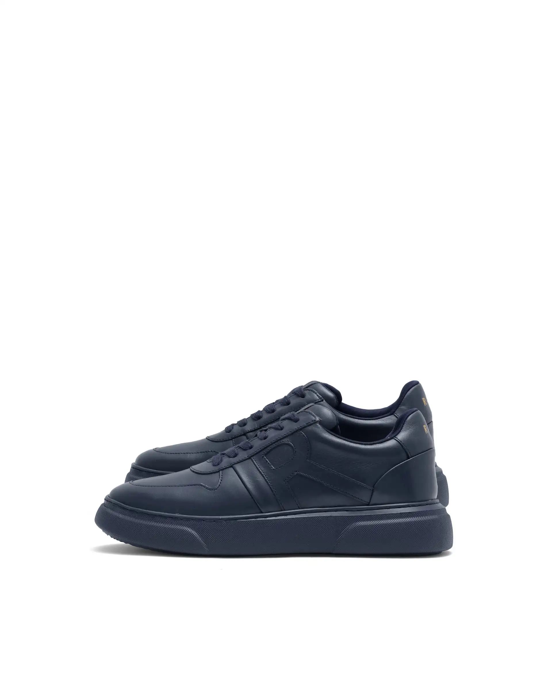 Rare Rabbit Men's Cygnus Navy Genuine Leather Monotone Low-Top Lace-Up Branded Sneaker Shoes - Image 5