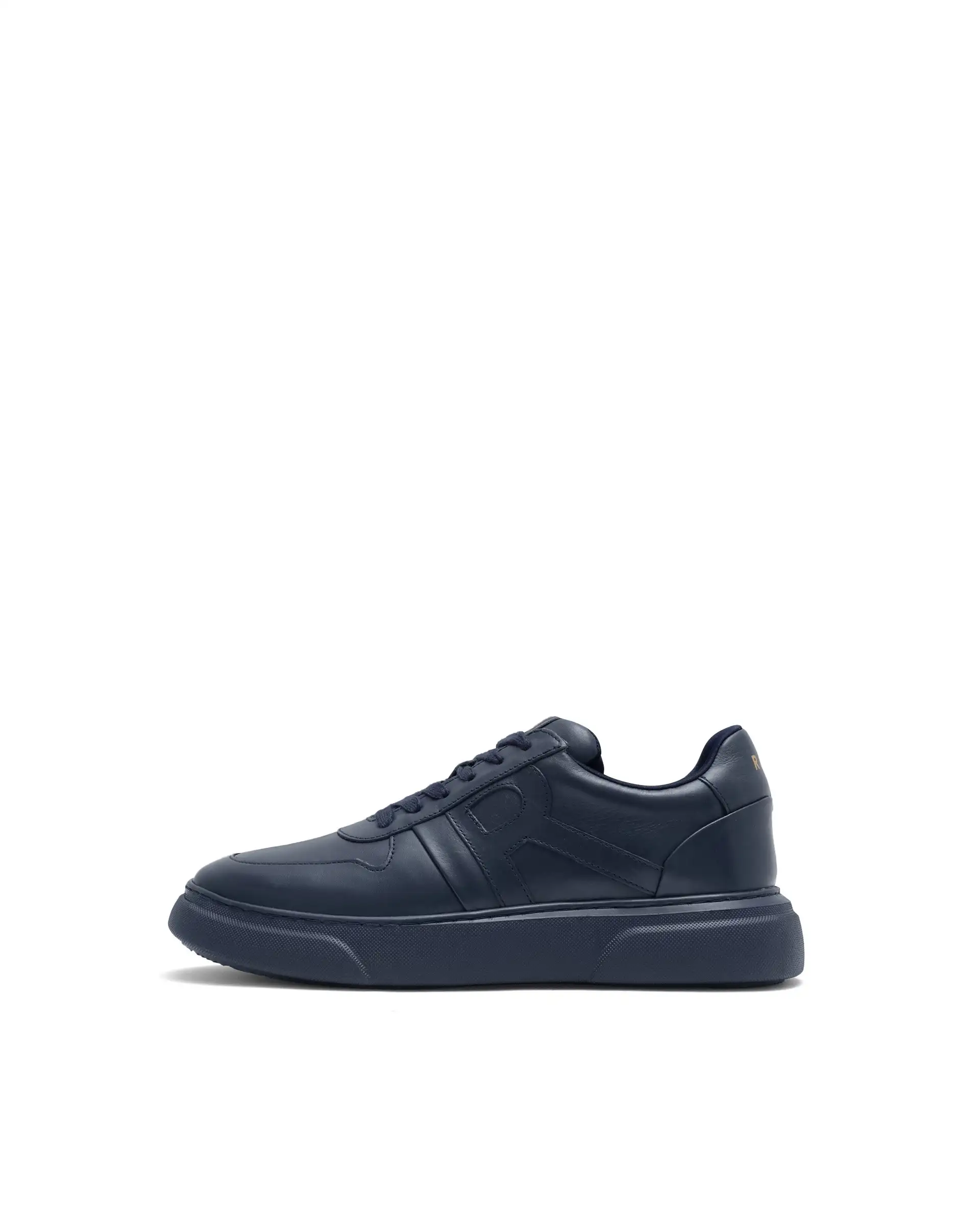 Rare Rabbit Men's Cygnus Navy Genuine Leather Monotone Low-Top Lace-Up Branded Sneaker Shoes - Image 8
