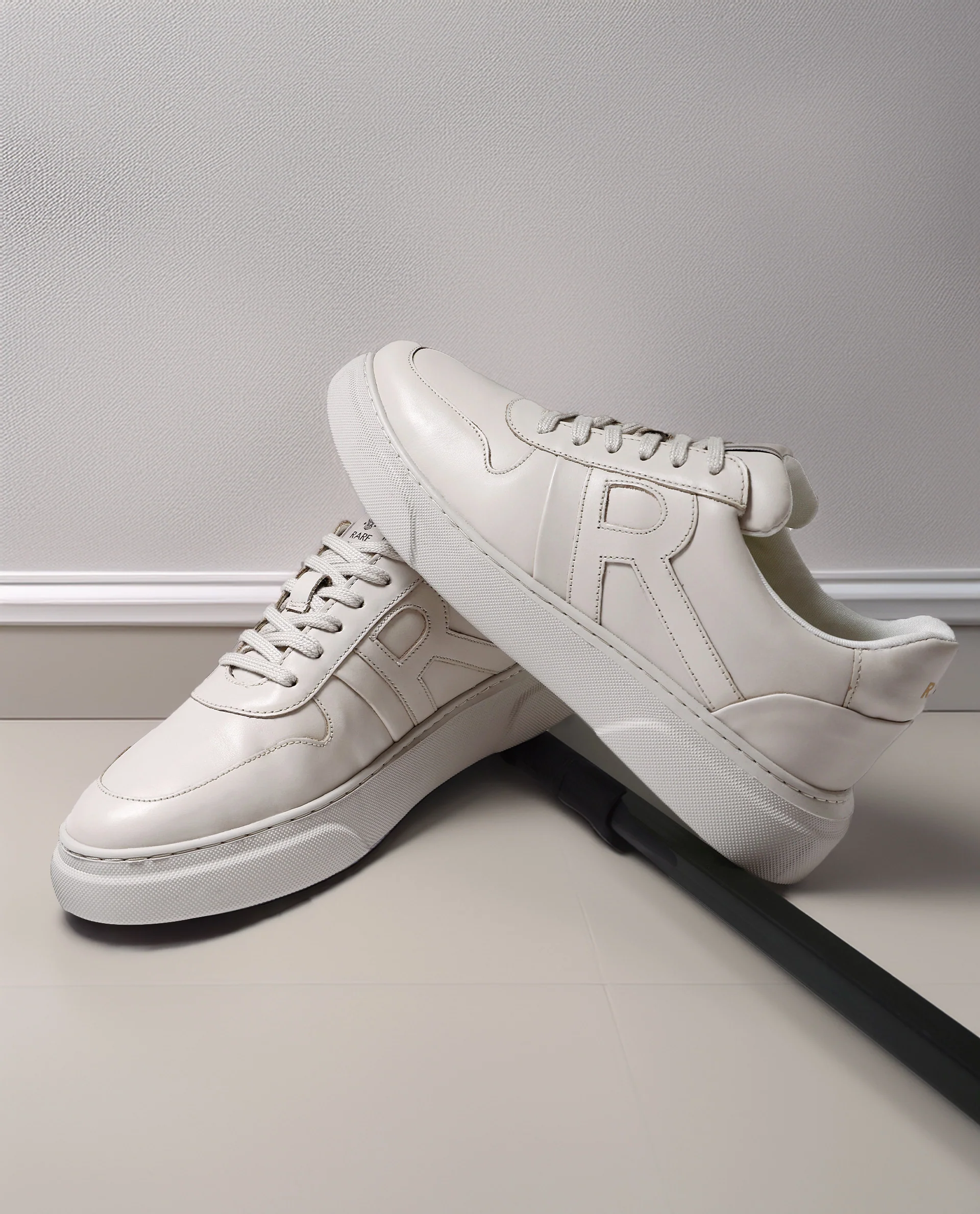 Rare Rabbit Men's Cygnus Ecru Genuine Leather Monotone Low-Top Lace-Up Branded Sneaker Shoes - Image 2