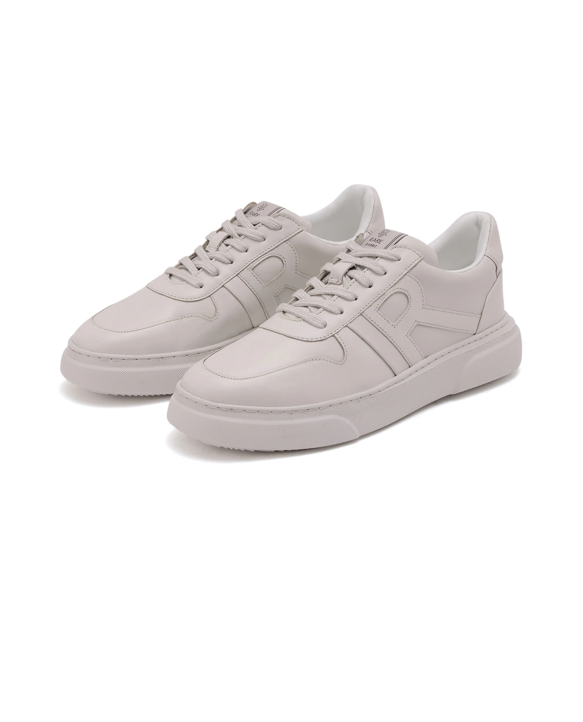 Rare Rabbit Men's Cygnus Ecru Genuine Leather Monotone Low-Top Lace-Up Branded Sneaker Shoes - Image 3
