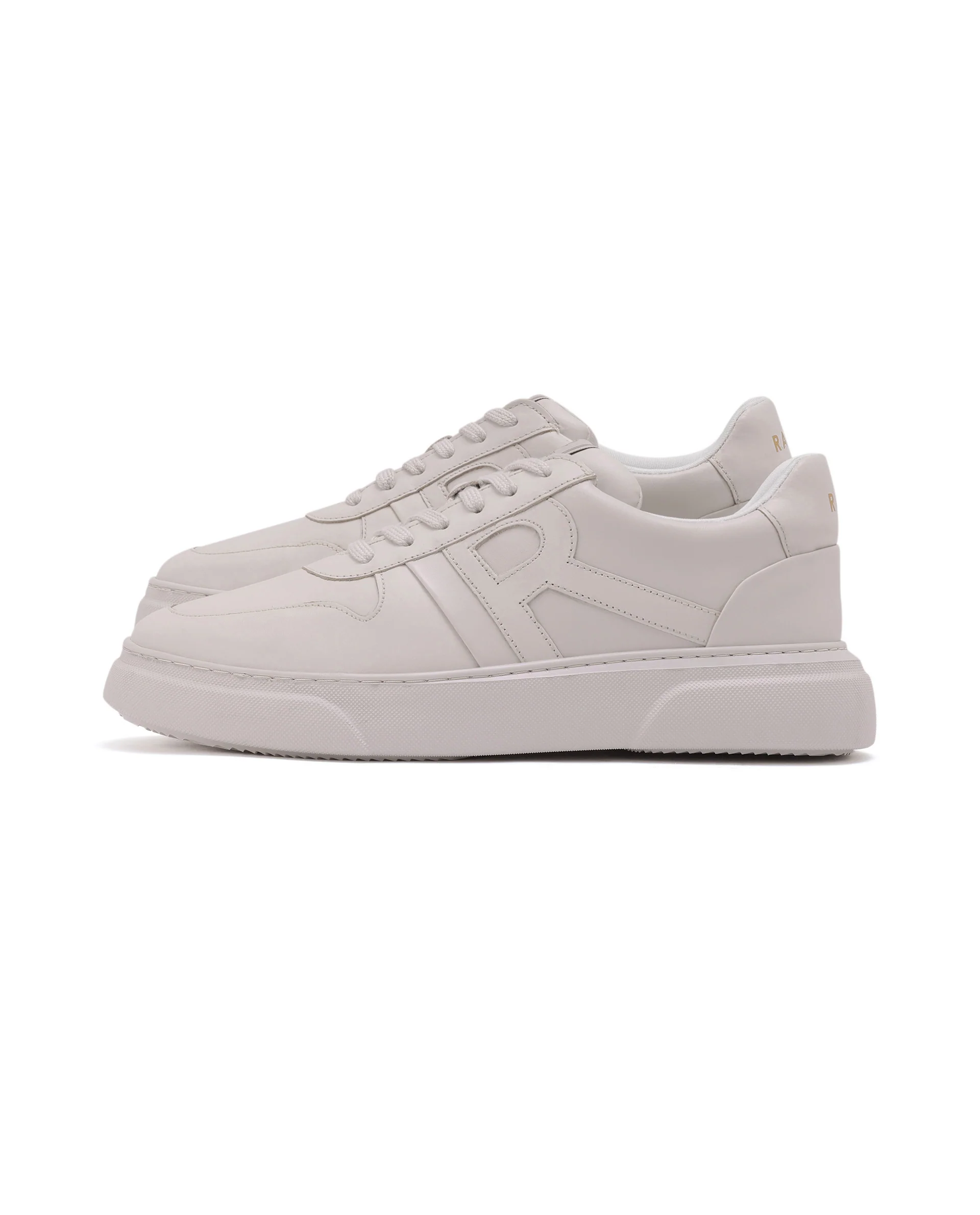 Rare Rabbit Men's Cygnus Ecru Genuine Leather Monotone Low-Top Lace-Up Branded Sneaker Shoes - Image 5