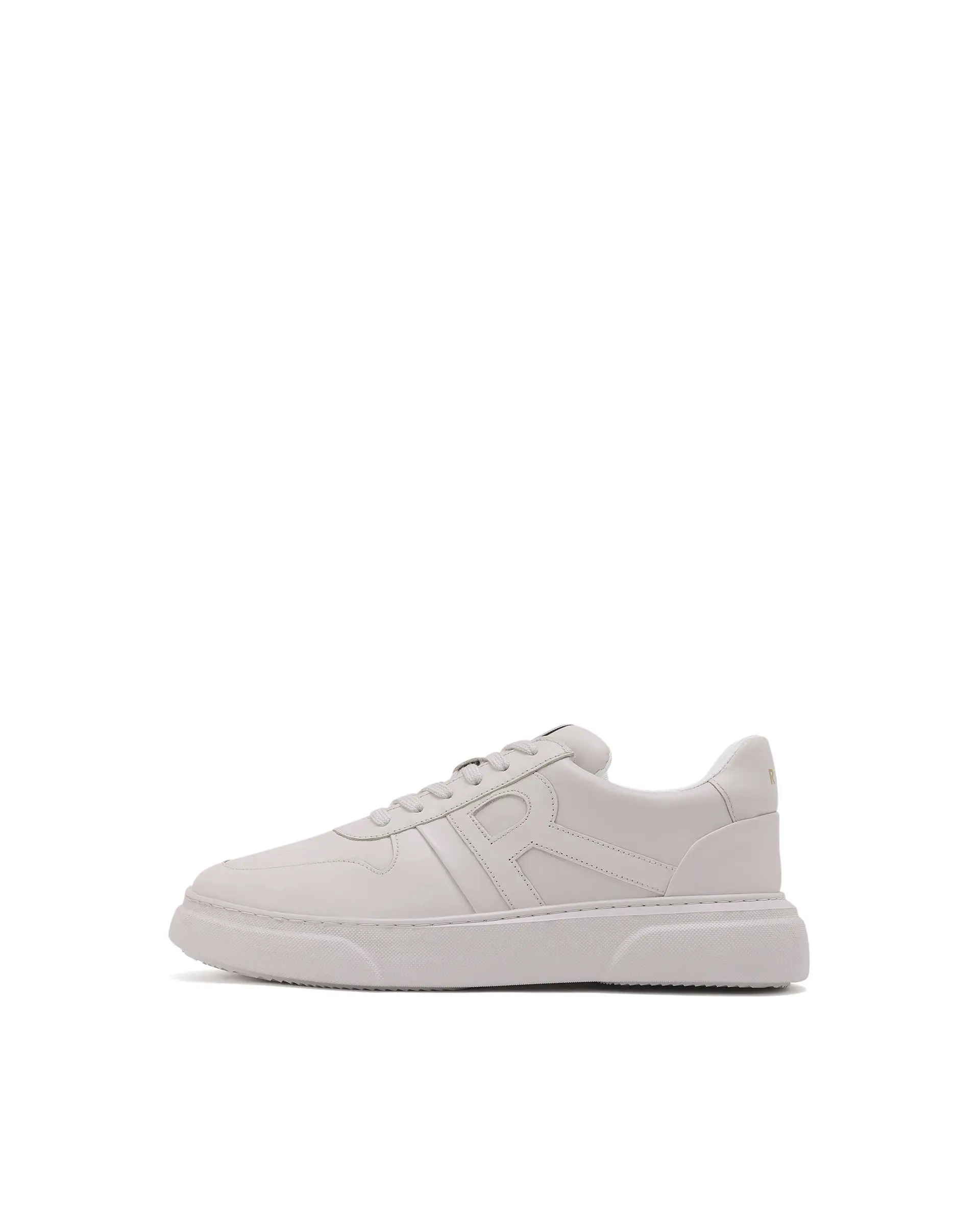 Rare Rabbit Men's Cygnus Ecru Genuine Leather Monotone Low-Top Lace-Up Branded Sneaker Shoes - Image 9