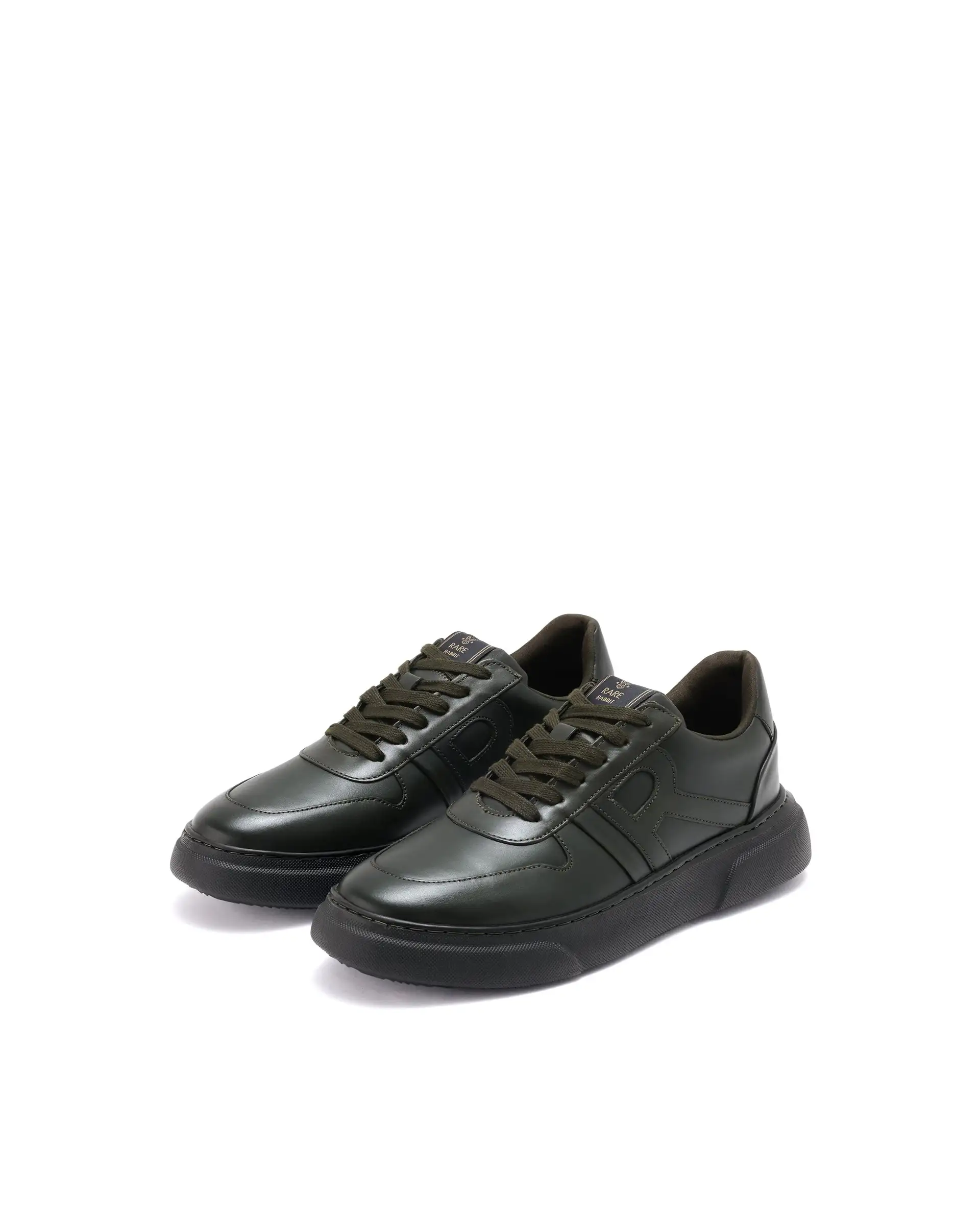Rare Rabbit Men's Cygnus Green Genuine Leather Monotone Low-Top Lace-Up Branded Sneaker Shoes - Image 3