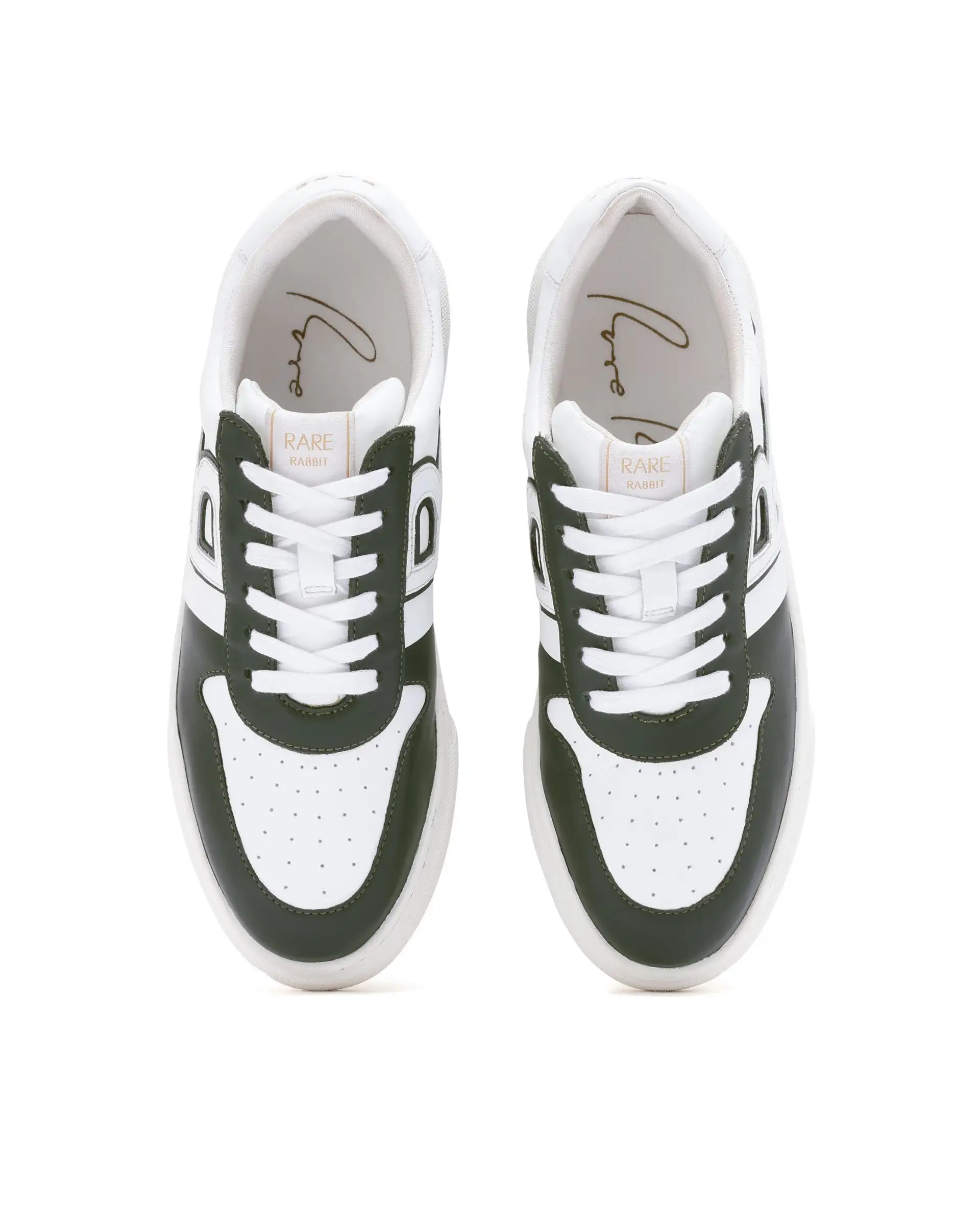 Rare Rabbit Mens Cygnus Pro Green Genuine Leather Dual Tone Low-Top Lace-Up Sneaker Shoe - Image 4