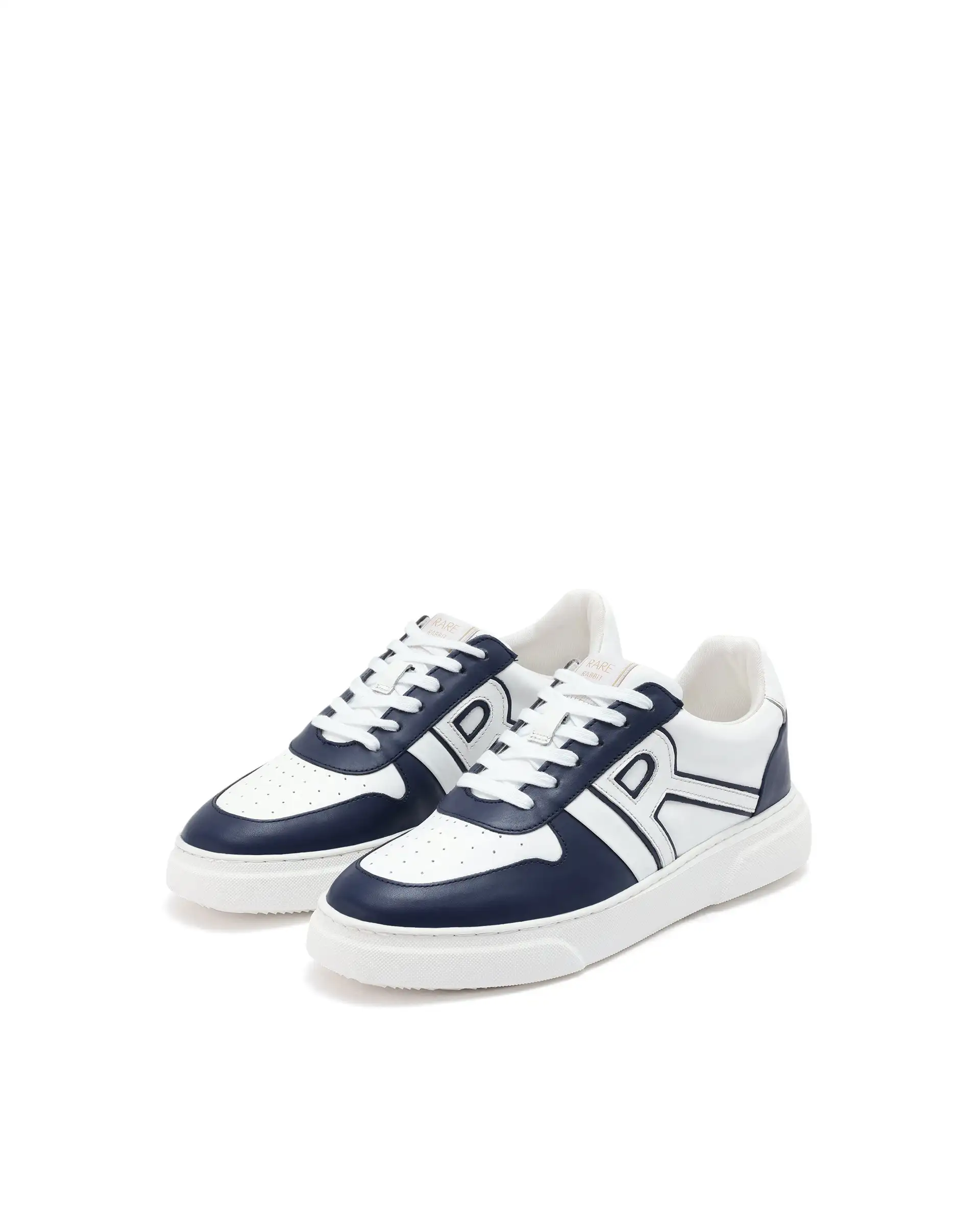 Rare Rabbit Mens Cygnus Pro Navy Genuine Leather Dual Tone Low-Top Lace-Up Sneaker Shoe - Image 3