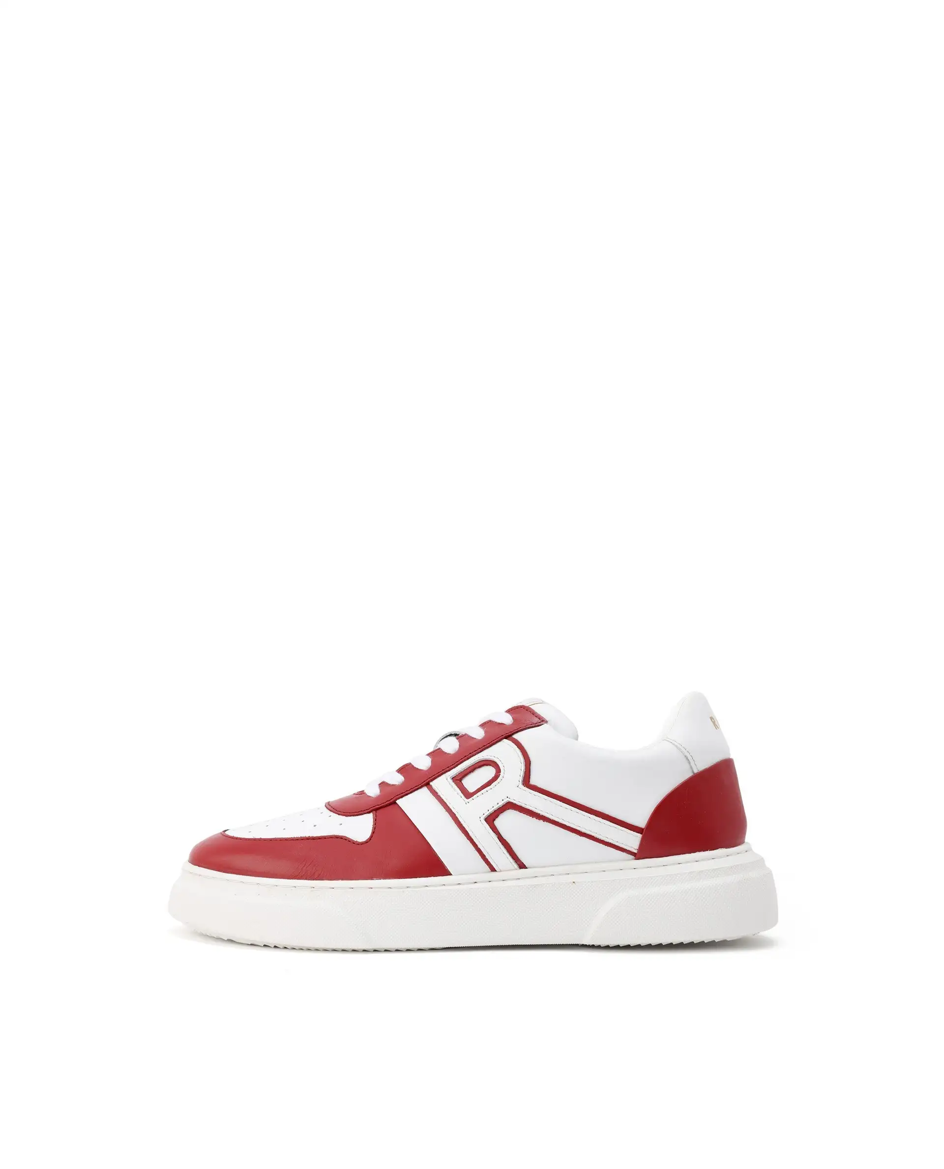 Rare Rabbit Mens Cygnus Pro Red Genuine Leather Dual Tone Low-Top Lace-Up Sneaker Shoe