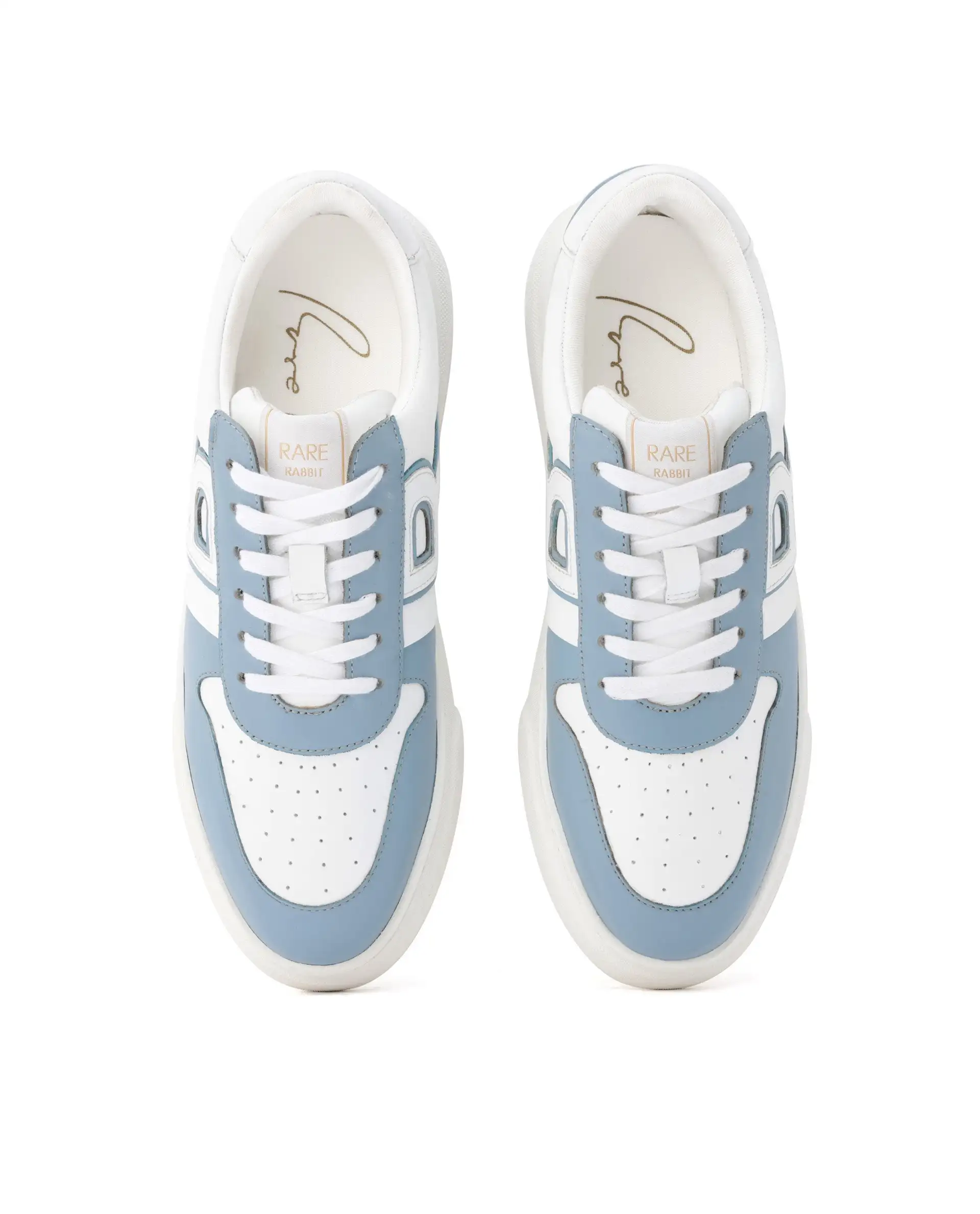 Rare Rabbit Mens Cygnus Pro White Genuine Leather Dual Tone Low-Top Lace-Up Sneaker Shoe - Image 4