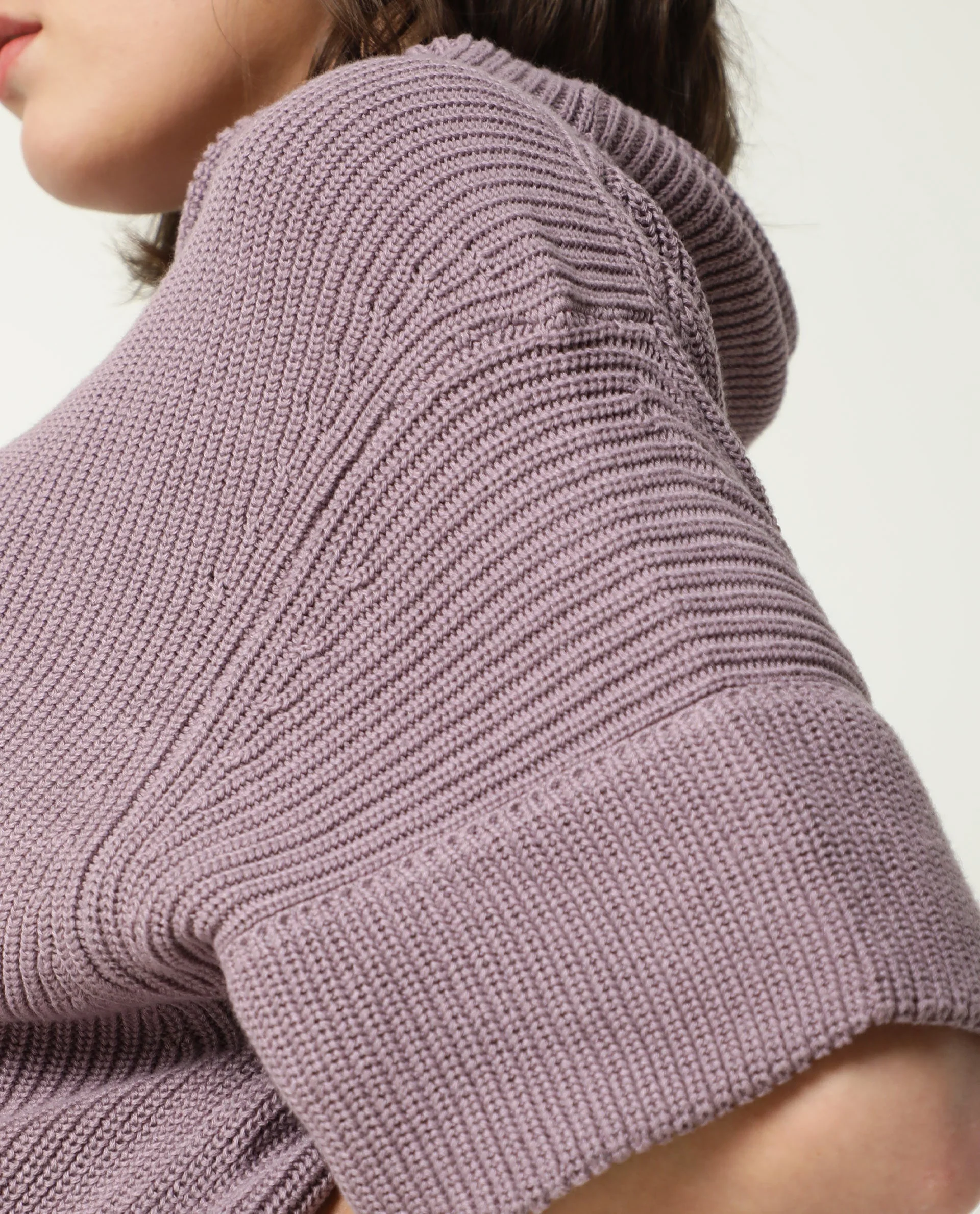 Rareism Women's Daffy Purple Cotton Cowl Neck Plain Cuffed Sleeve Relaxed Fit Sweater - Image 2