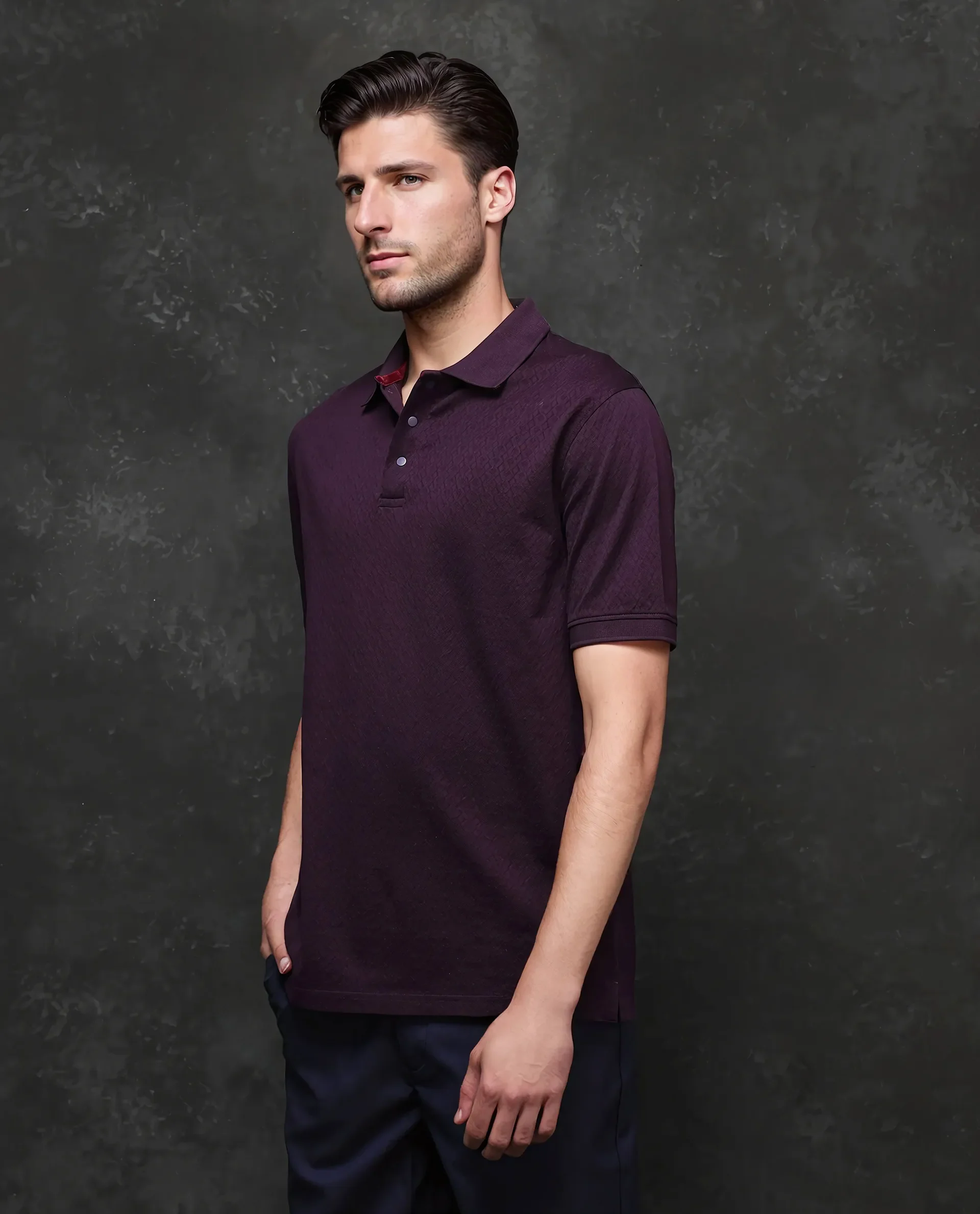 Rare Rabbit Men's Cotton Jacquard Regular Fit Half Sleeve Polo - Image 5