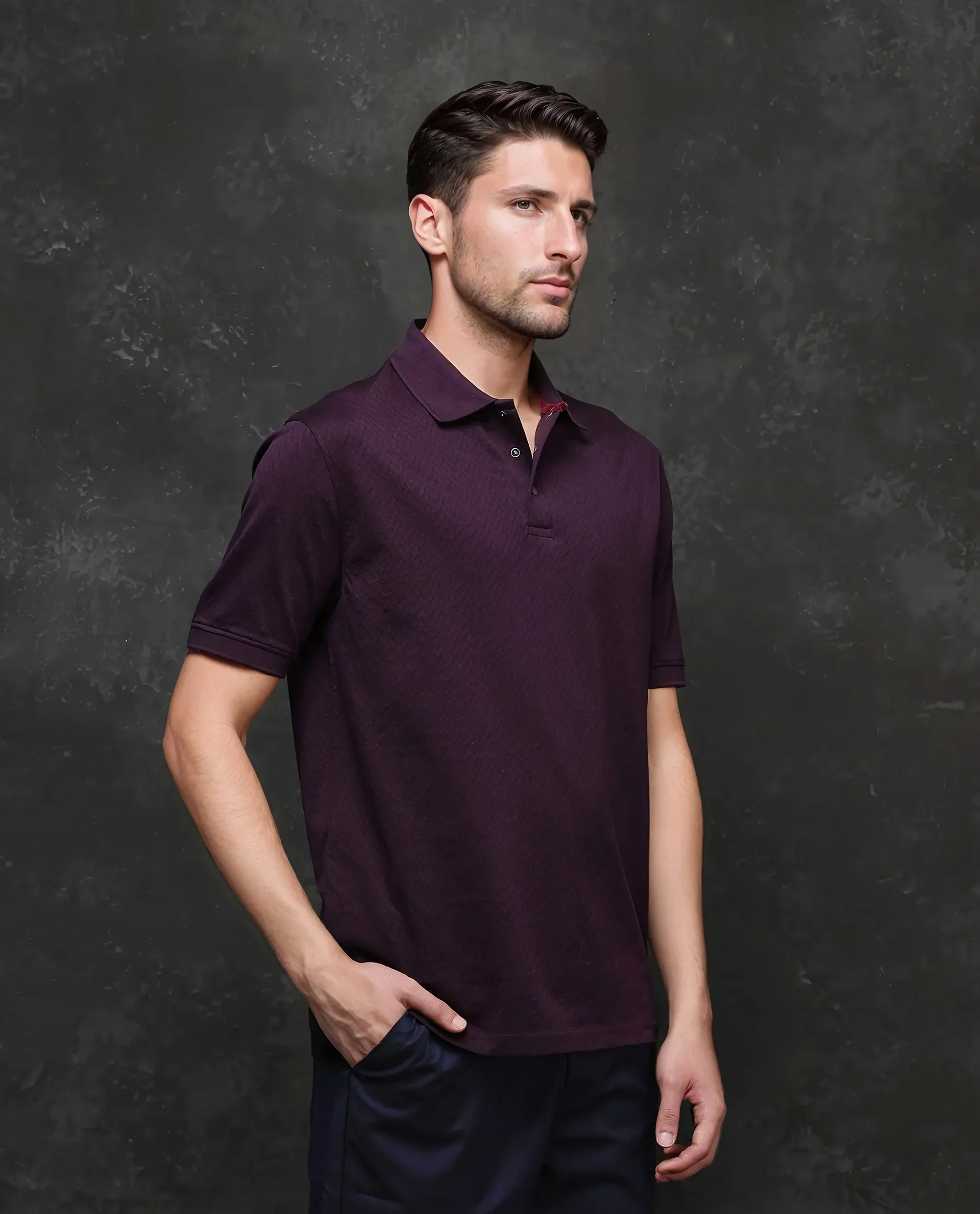 Rare Rabbit Men's Cotton Jacquard Regular Fit Half Sleeve Polo - Image 6