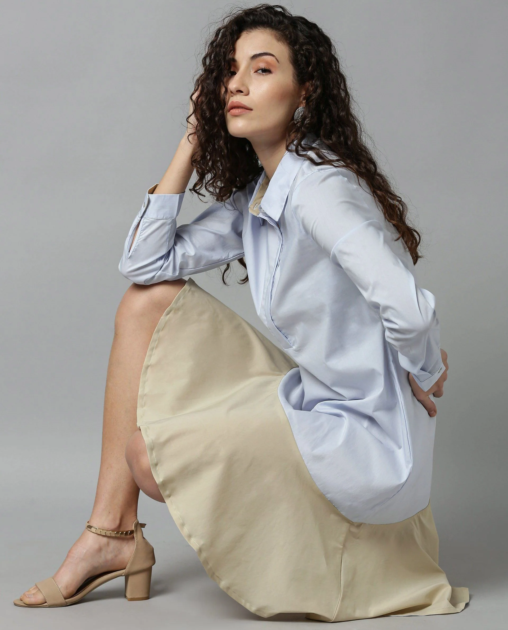 Rareism Women Dahlia Blue Dress Full Sleeves - Image 3