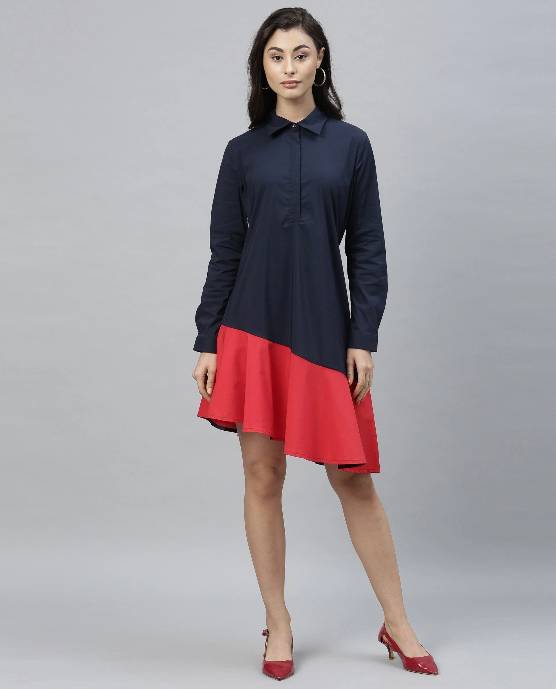 Rareism Women Dahlia Navy Dress Full Sleeves - Image 6