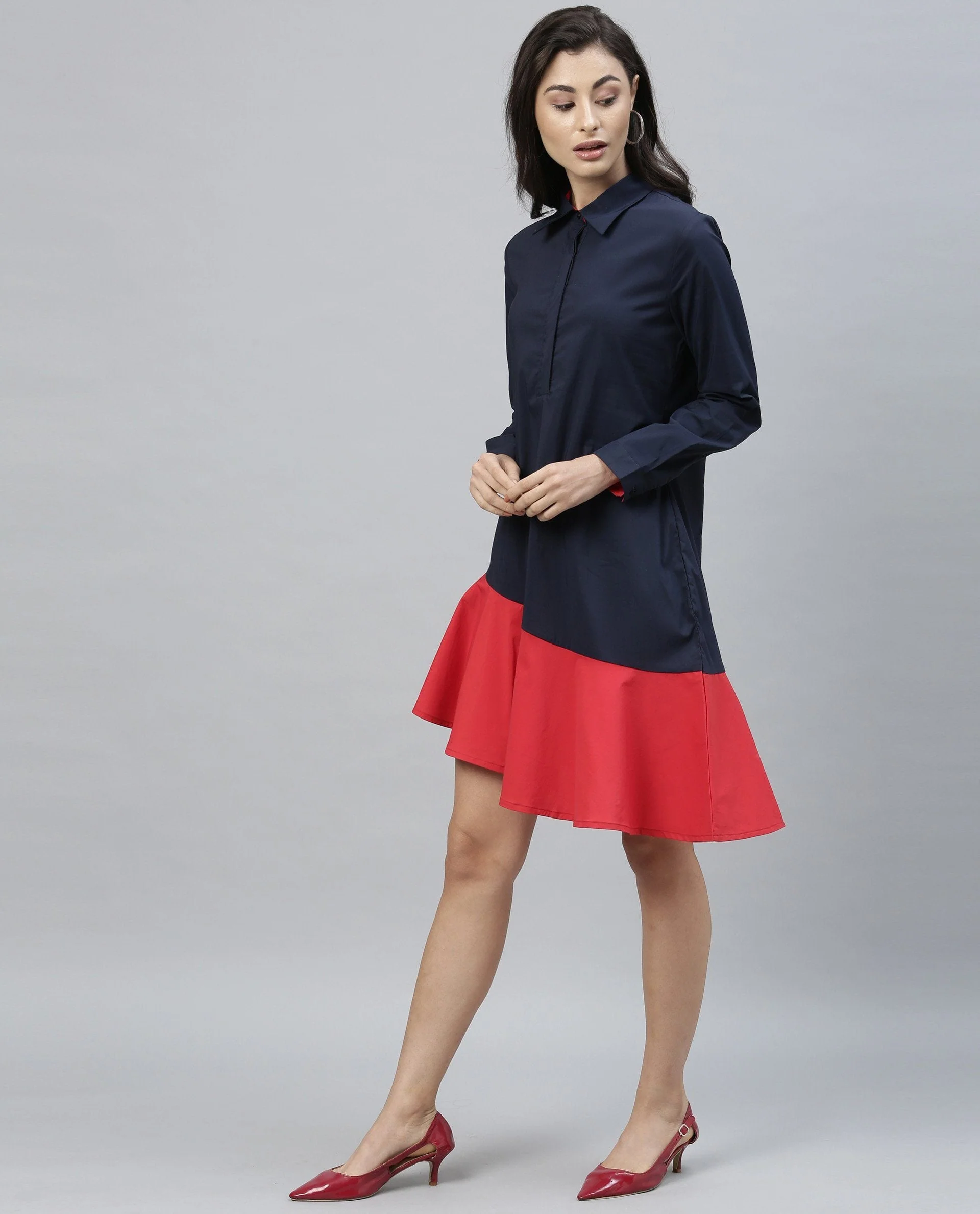 Rareism Women Dahlia Navy Dress Full Sleeves - Image 8