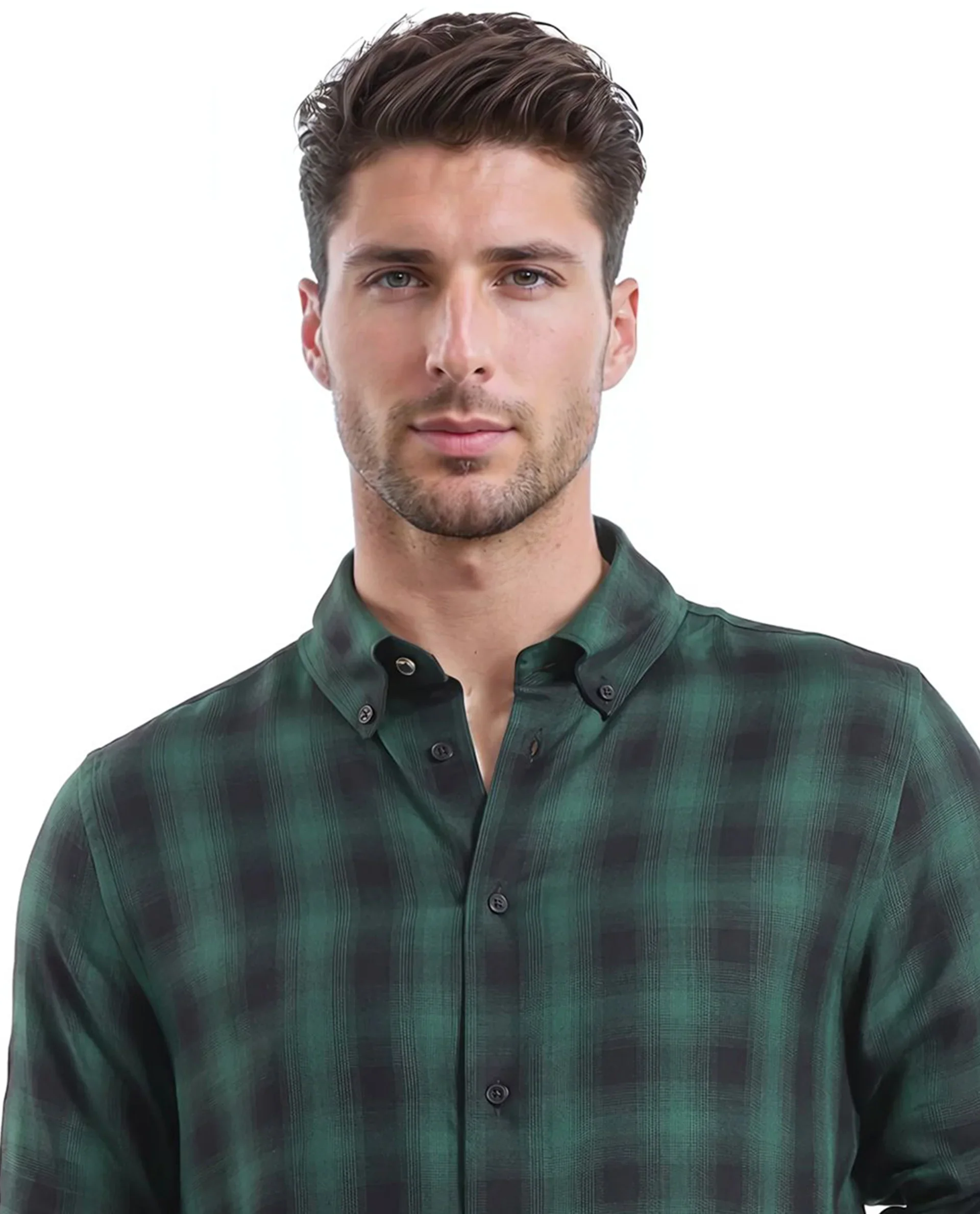 Rare Rabbit Men's Checked Print Regular Fit Full Sleeve Button-Down Collar Shirt - Image 2
