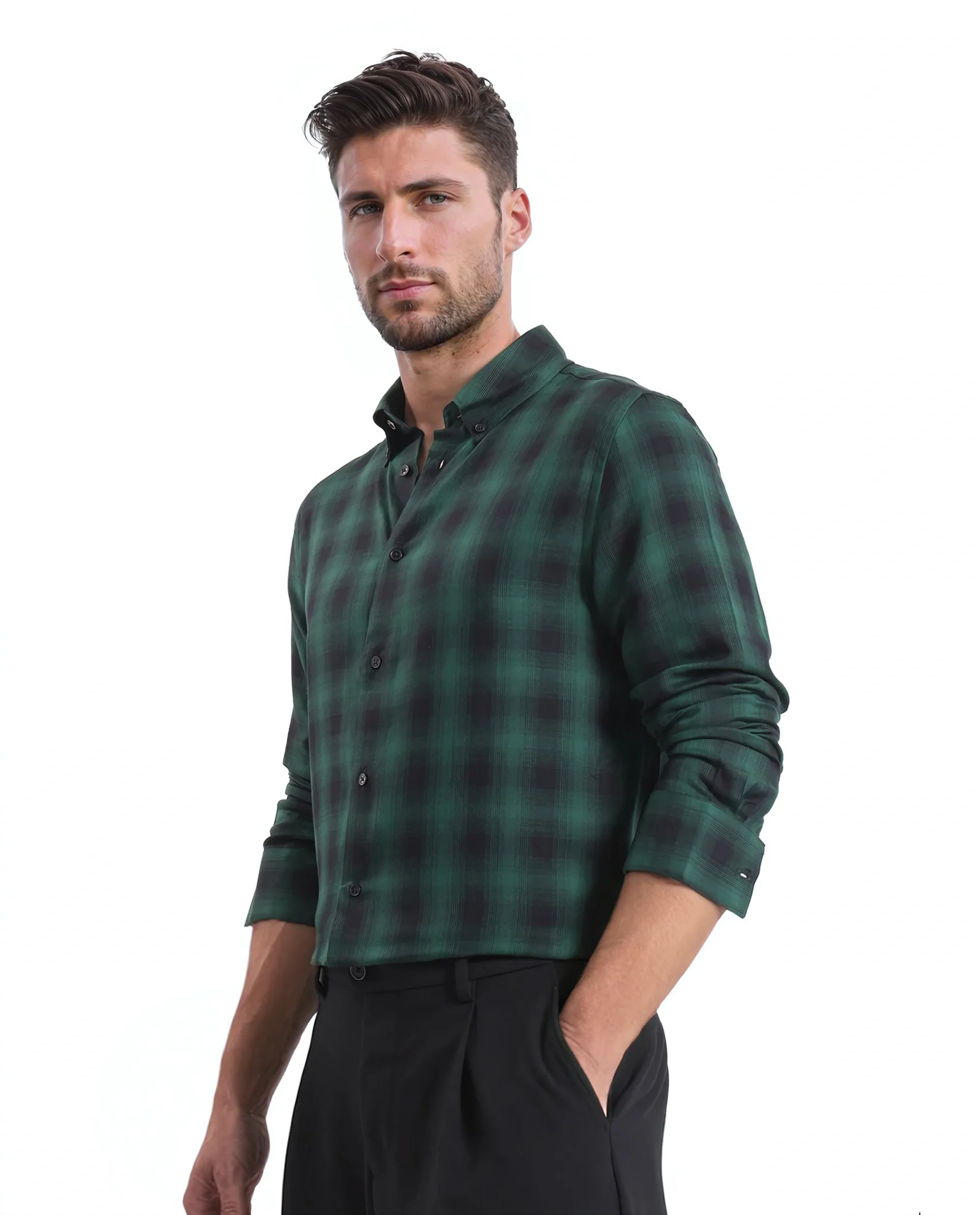 Rare Rabbit Men's Checked Print Regular Fit Full Sleeve Button-Down Collar Shirt - Image 4