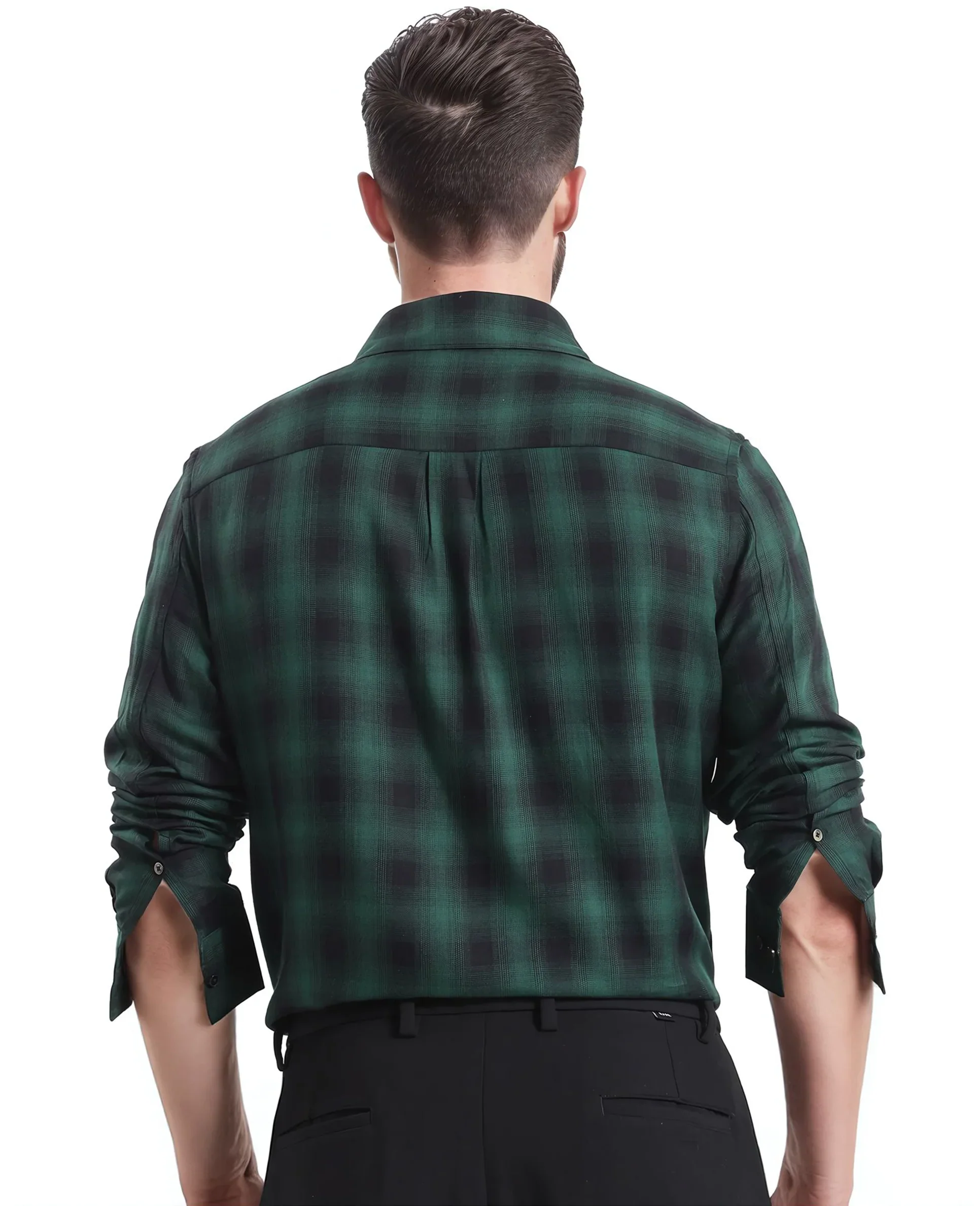 Rare Rabbit Men's Checked Print Regular Fit Full Sleeve Button-Down Collar Shirt - Image 7