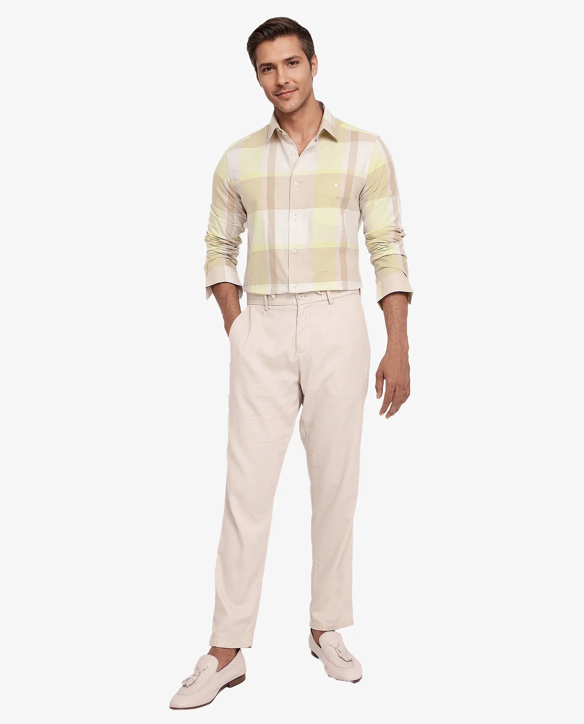 Rare Rabbit Men's Daio Light Green Cotton Checked Print Regular Fit Full Sleeve Collared Shirt - Image 2