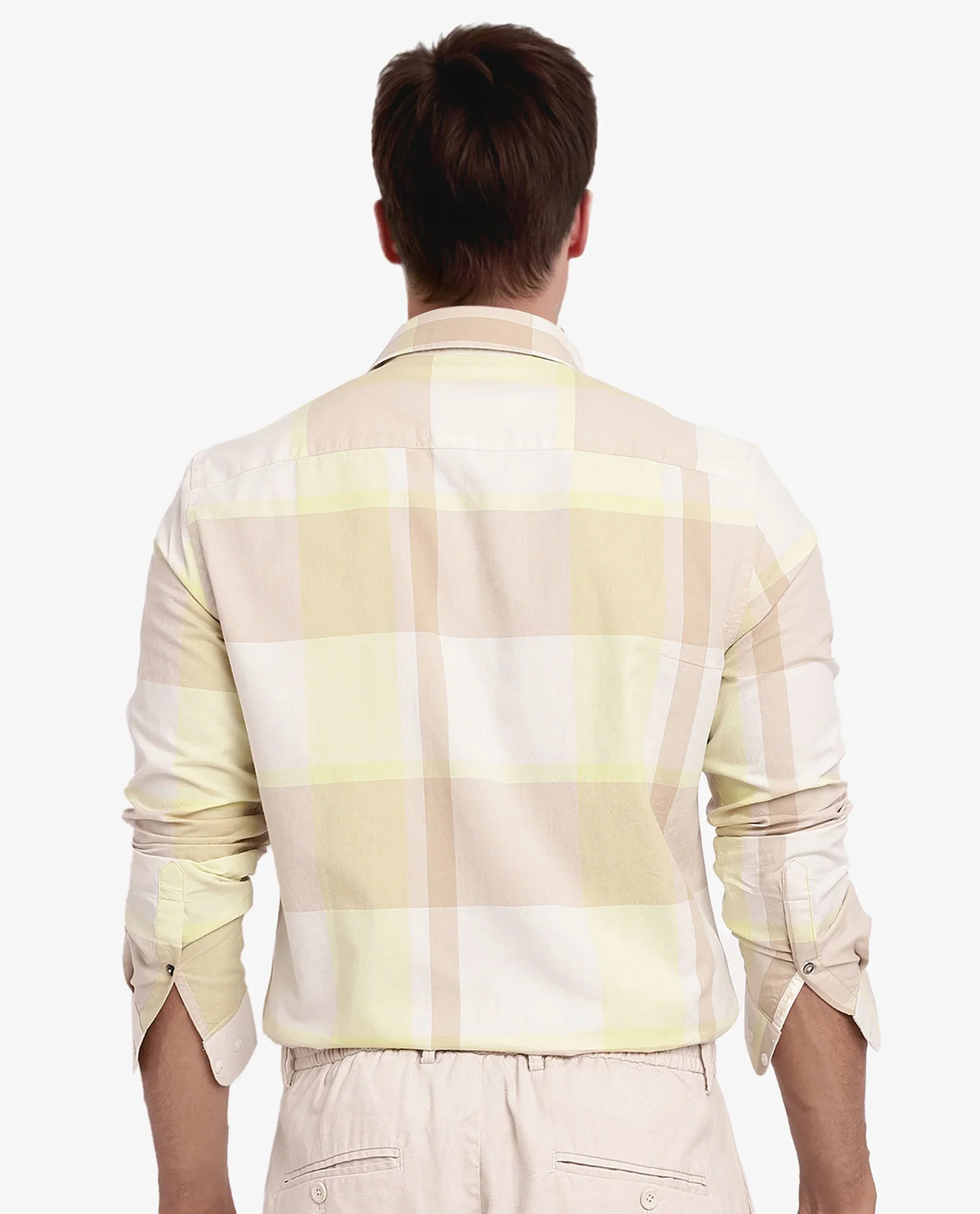 Rare Rabbit Men's Daio Light Green Cotton Checked Print Regular Fit Full Sleeve Collared Shirt - Image 4