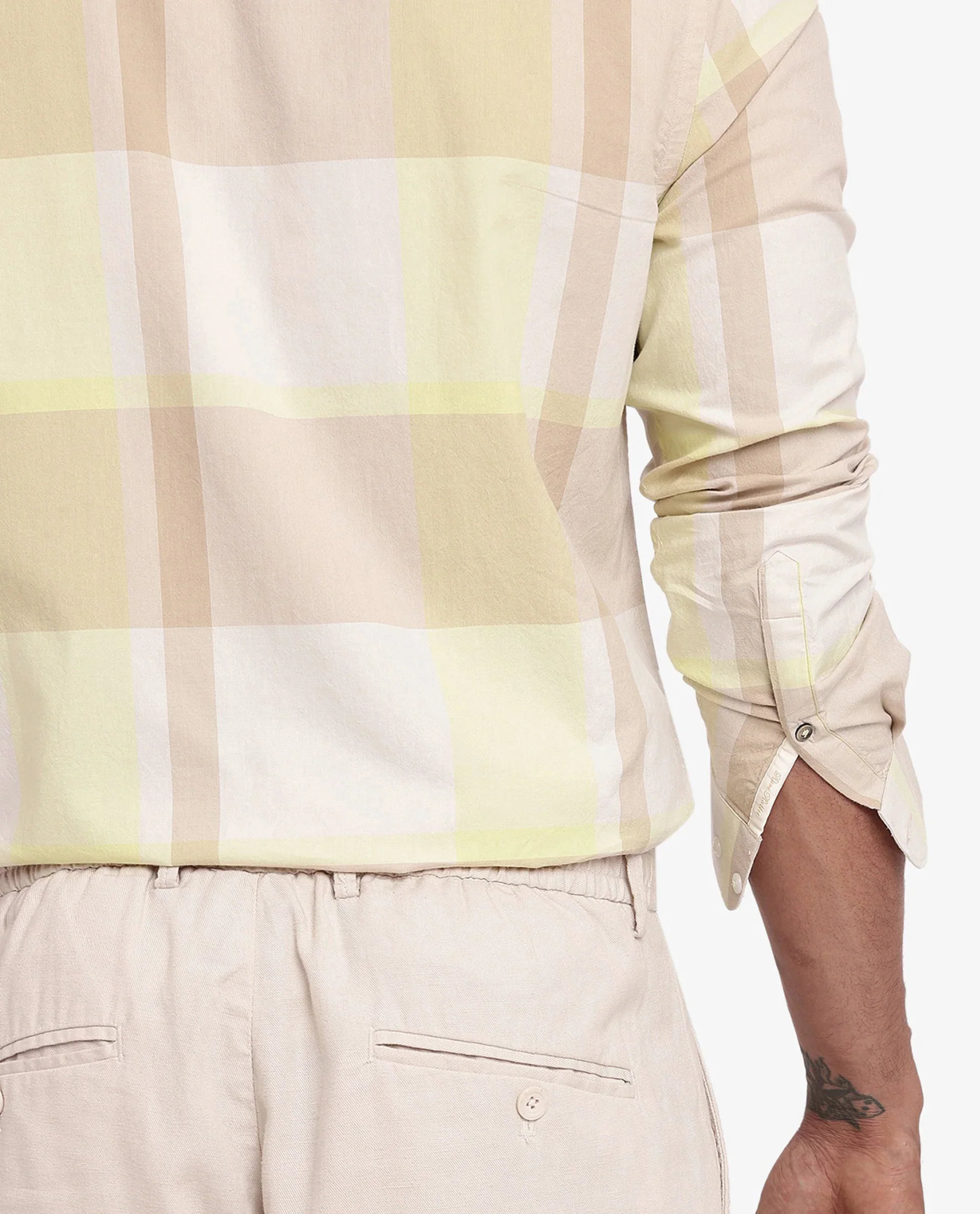 Rare Rabbit Men's Daio Light Green Cotton Checked Print Regular Fit Full Sleeve Collared Shirt - Image 7