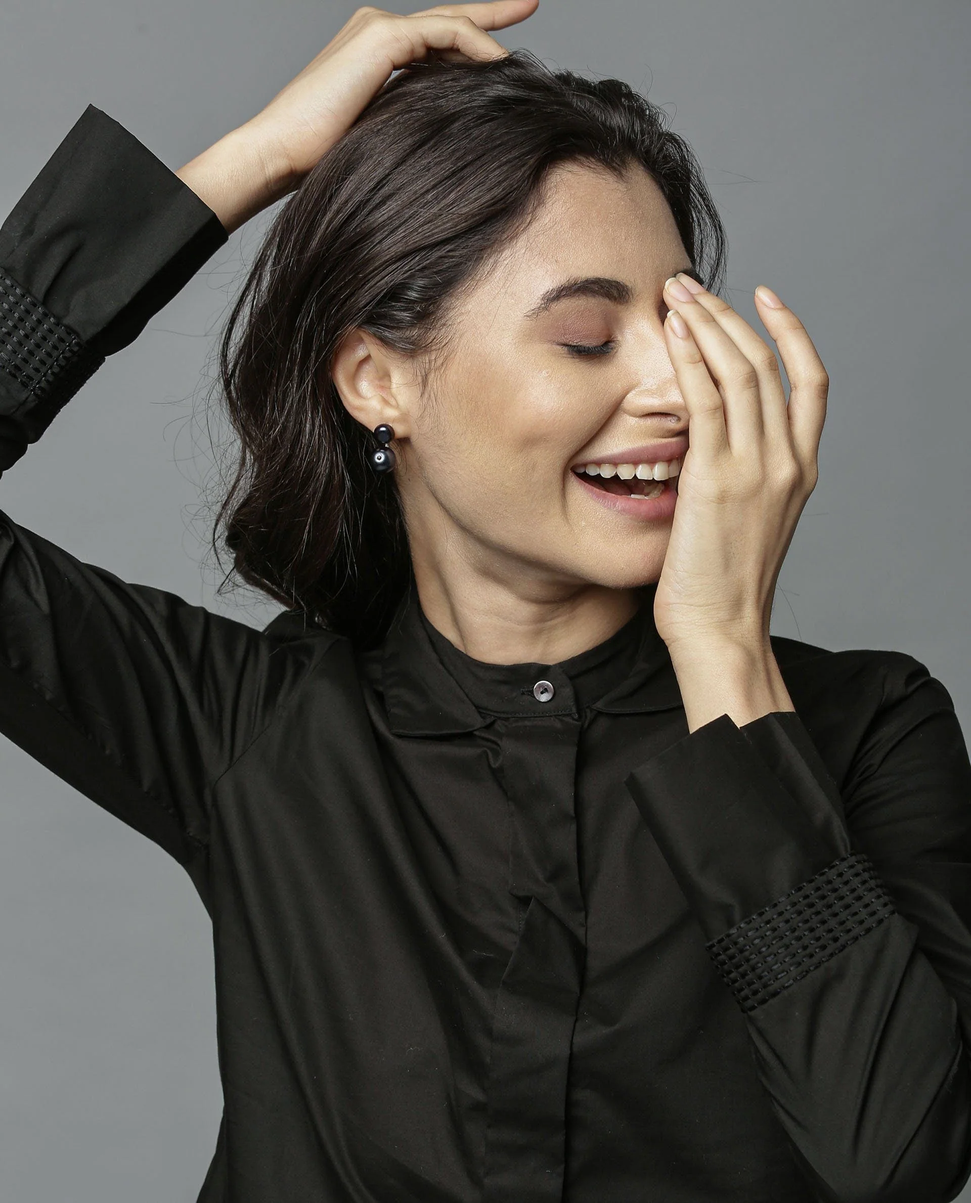 Rareism Women Daisy Black Top Full Sleeves