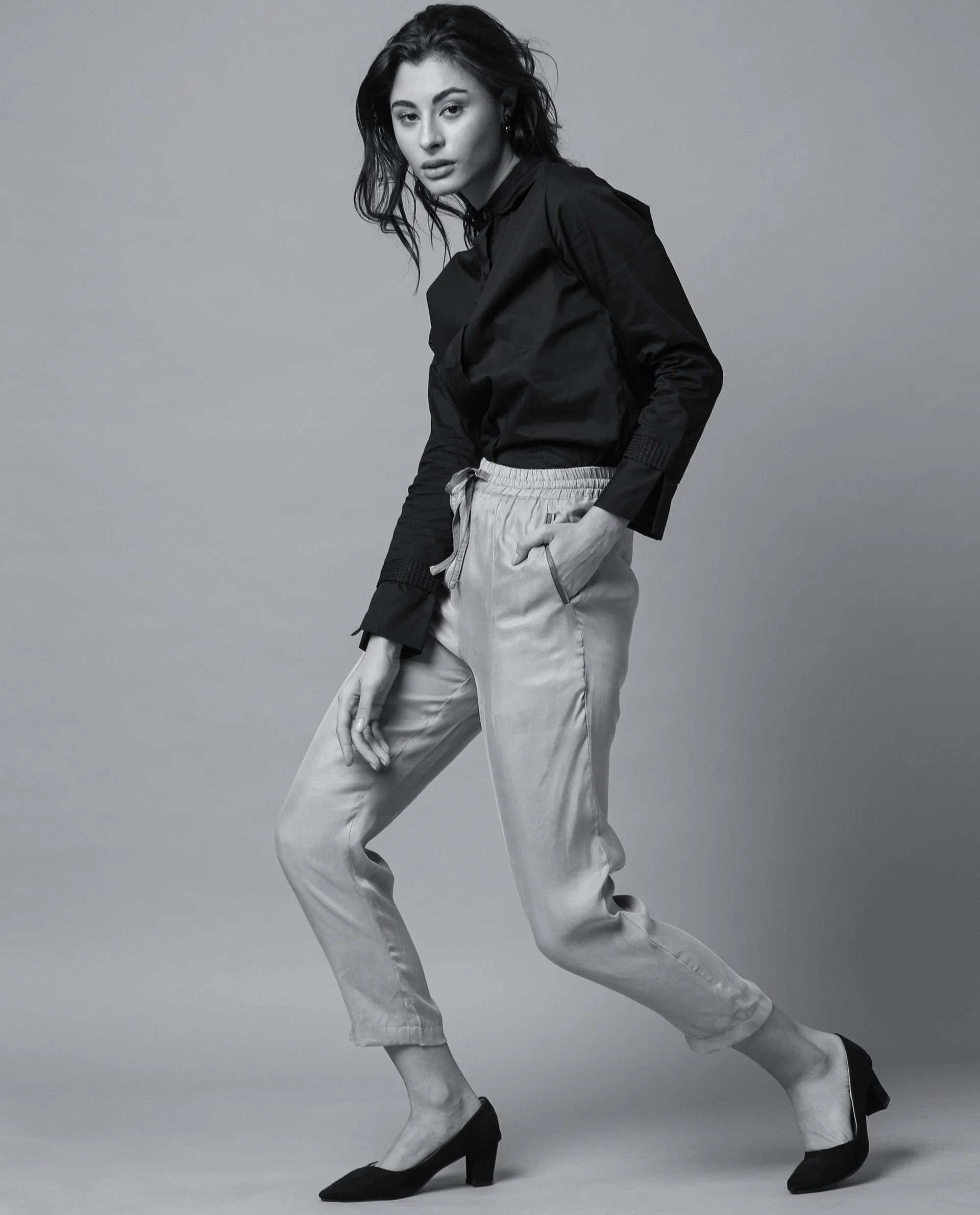 Rareism Women Daisy Black Top Full Sleeves - Image 3