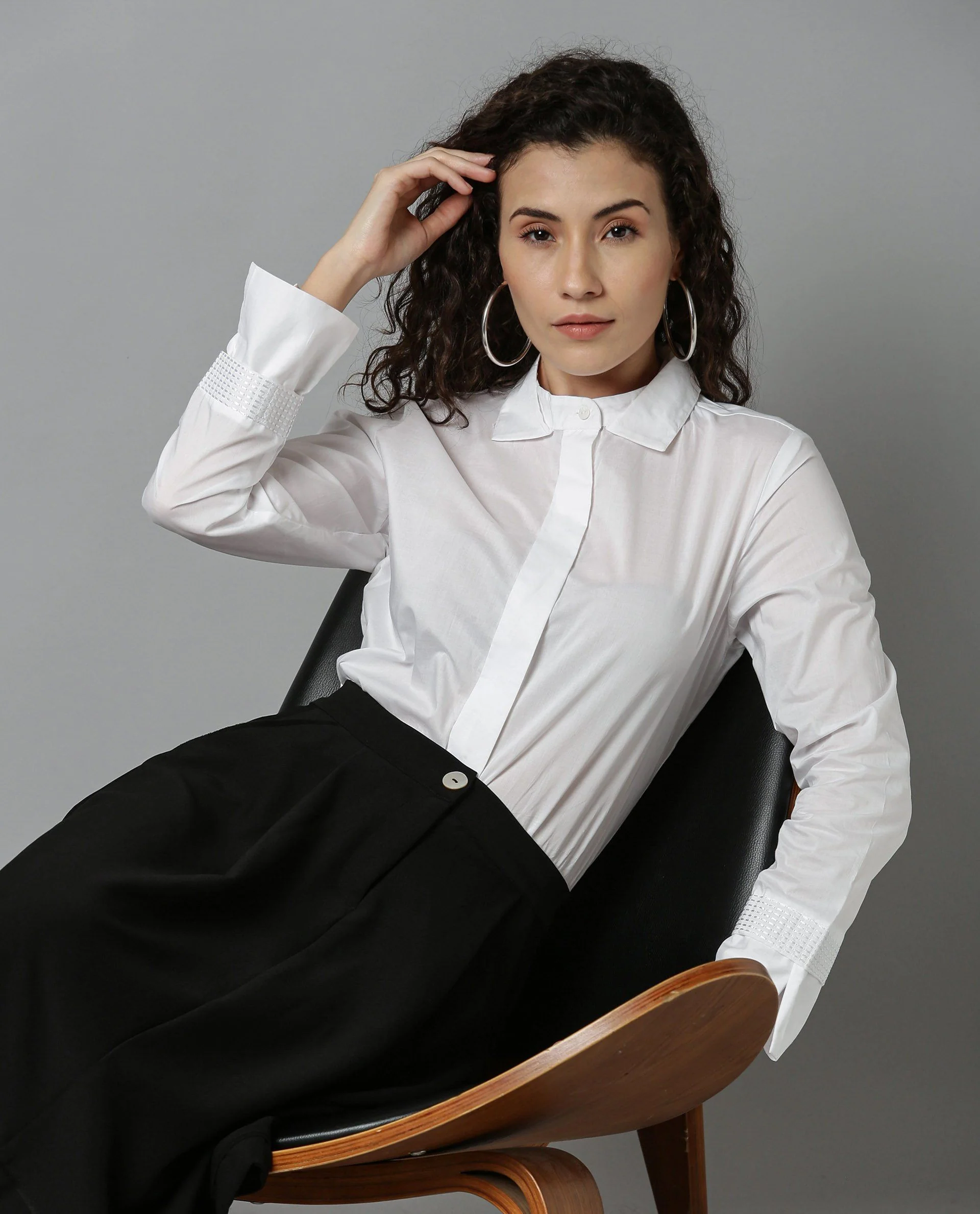 Rareism Women Daisy White Top Full Sleeves