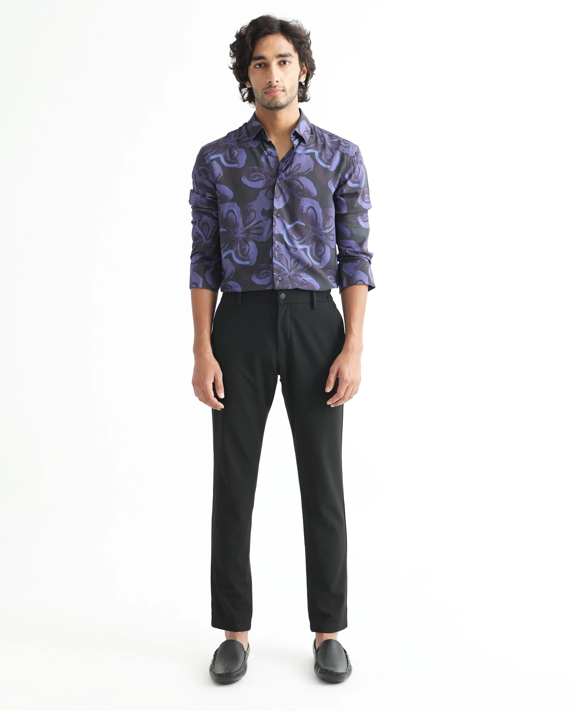Rare Rabbit Men's Daize Purple Viscose Floral Print Regular Fit Full Sleeve Collared Shirt - Image 2