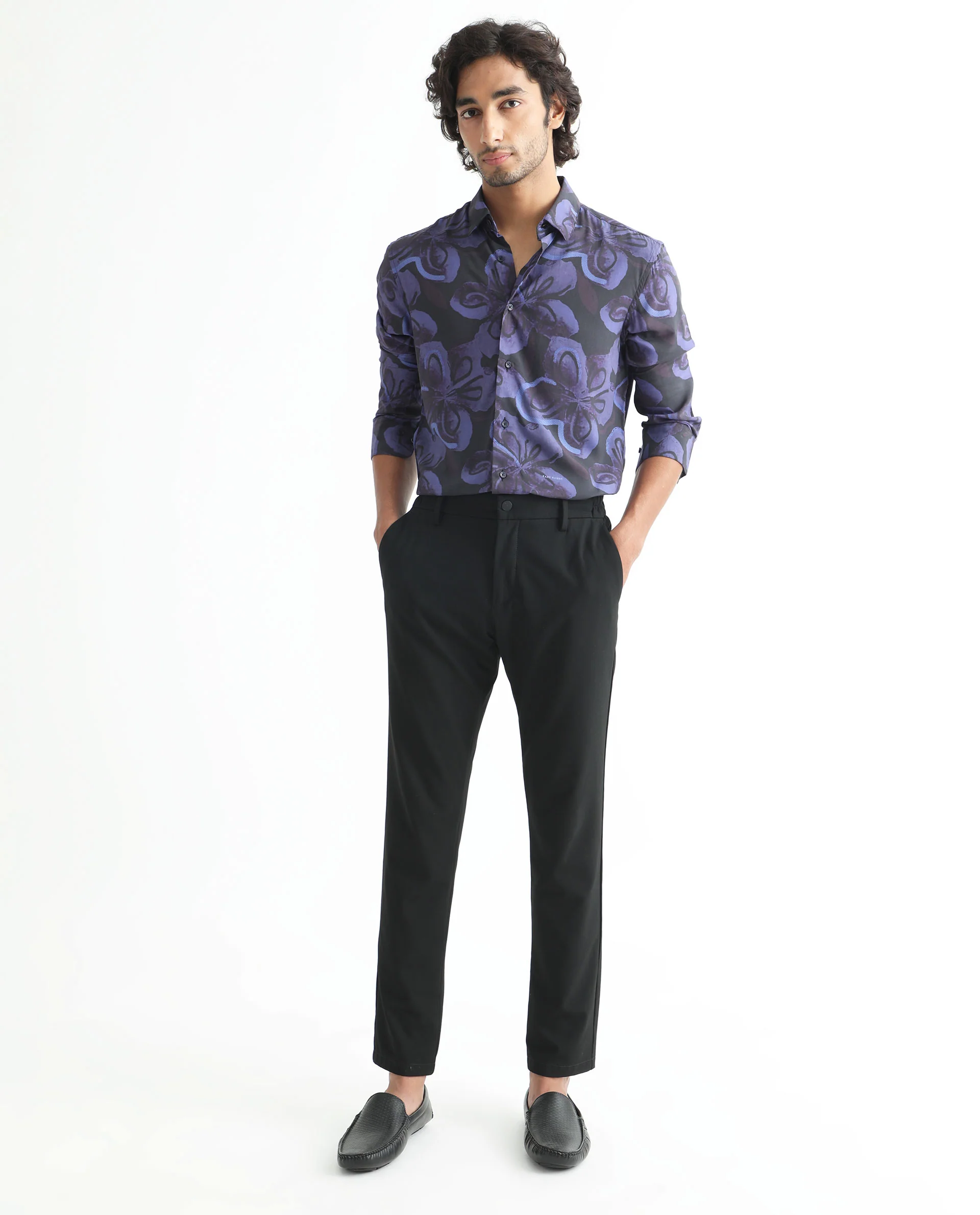 Rare Rabbit Men's Daize Purple Viscose Floral Print Regular Fit Full Sleeve Collared Shirt - Image 6