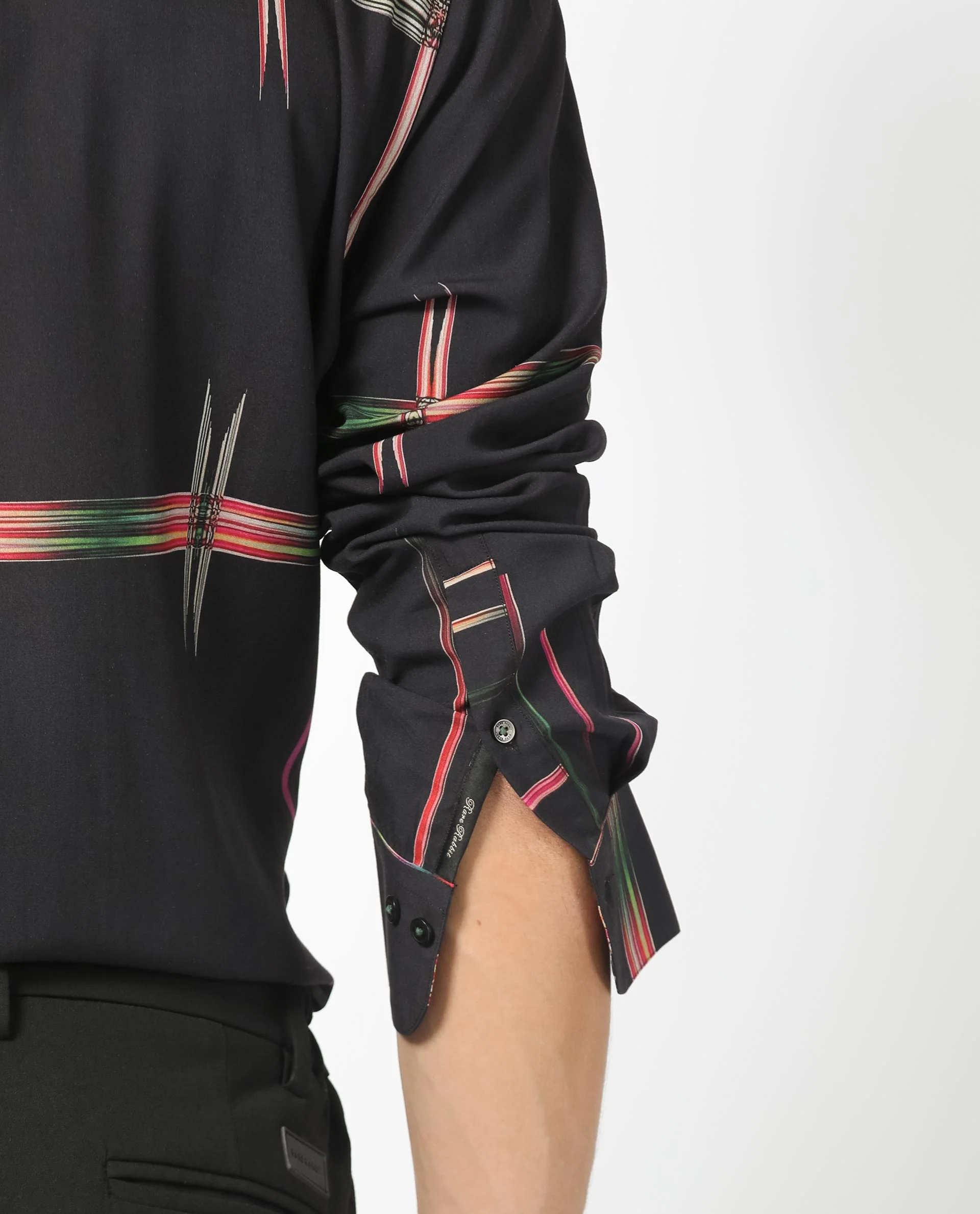 Rare Rabbit Men's Dale Black Viscose Abstract Print Regular Fit Full Sleeve Collared Shirt - Image 5