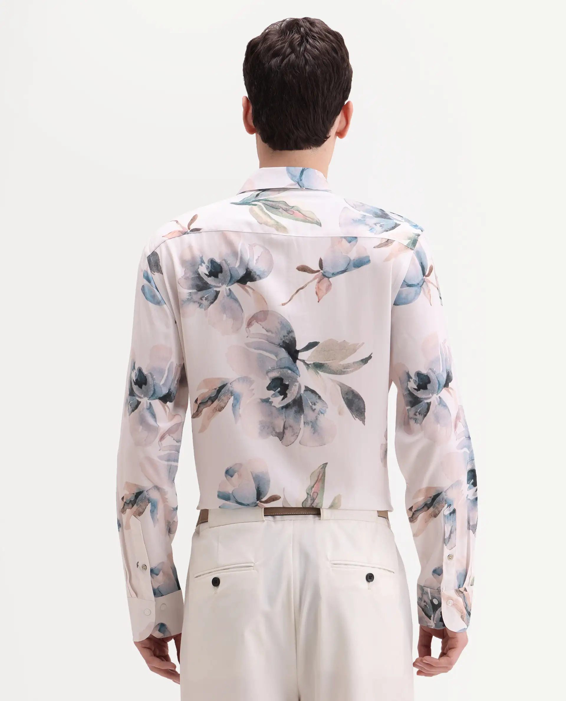 Rare Rabbit Men's Dali Off White Viscose Fabric Full Sleeve Regular Fit Floral Print Shirt - Image 7