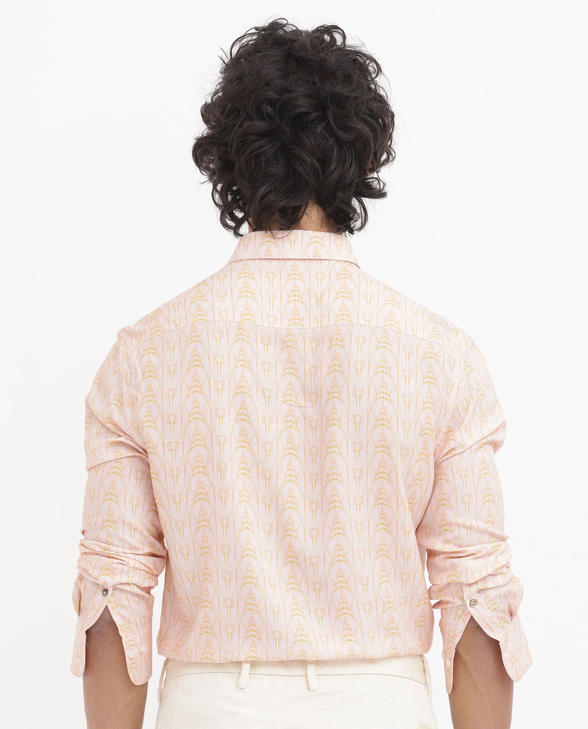 Rare Rabbit Men's Dalime Pastel Pink Viscose Geometric Print Regular Fit Full Sleeve Collared Shirt - Image 10